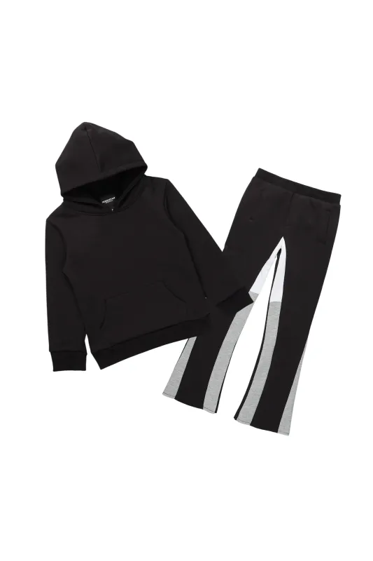 Boys Basic Black/Grey Stacked Flare Pant Set sold by Rockstar Original