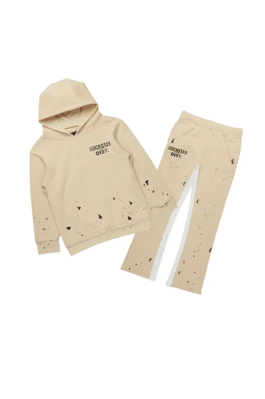 Girls Raffie Beige Hoodie Stacked Flare Track Set sold by Rockstar Original