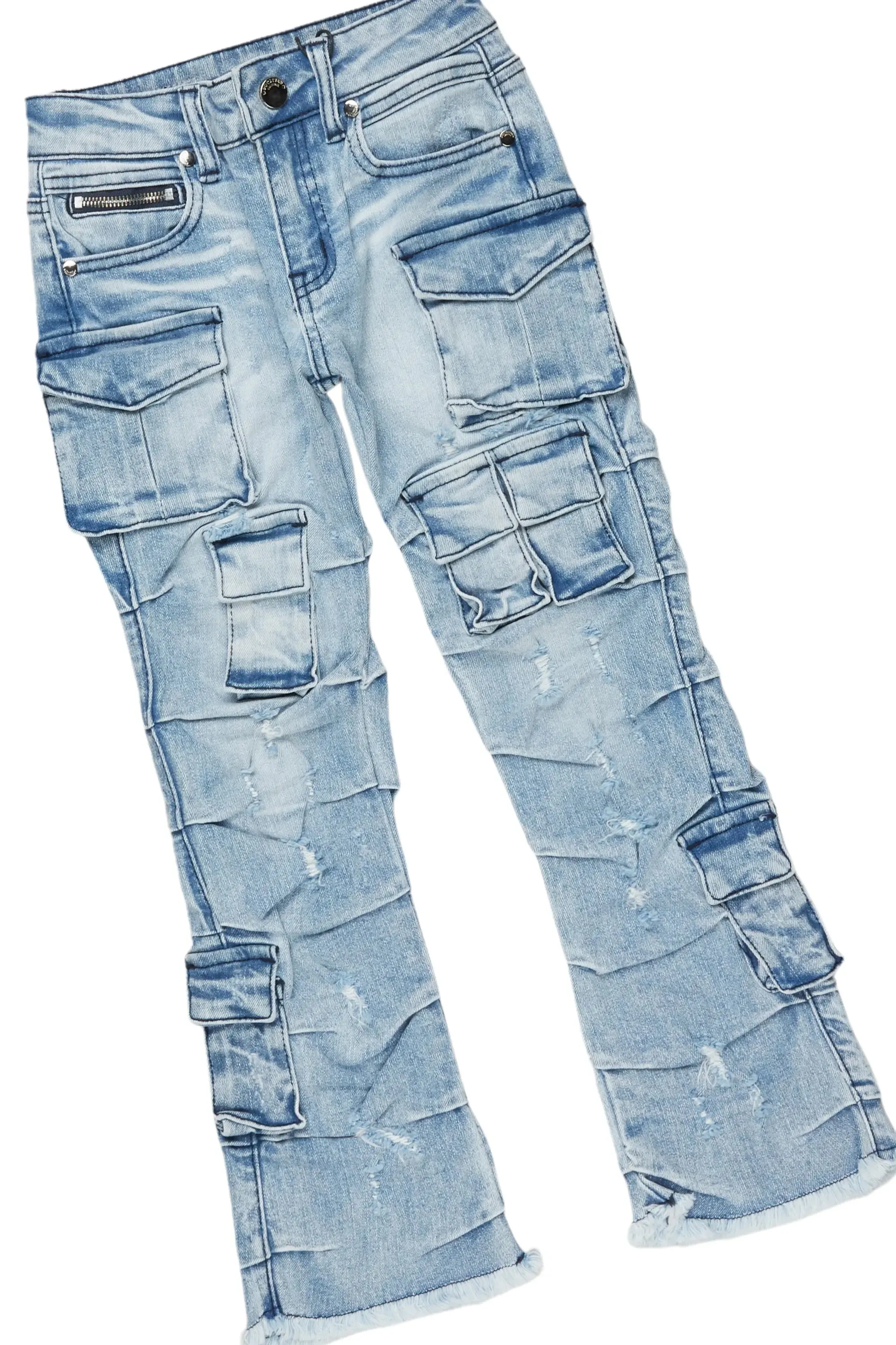 Boys Andros Grey/Light Blue Mohair Hoodie/Stacked Flare Jean Set sold by Rockstar Original product image thumbnail 3