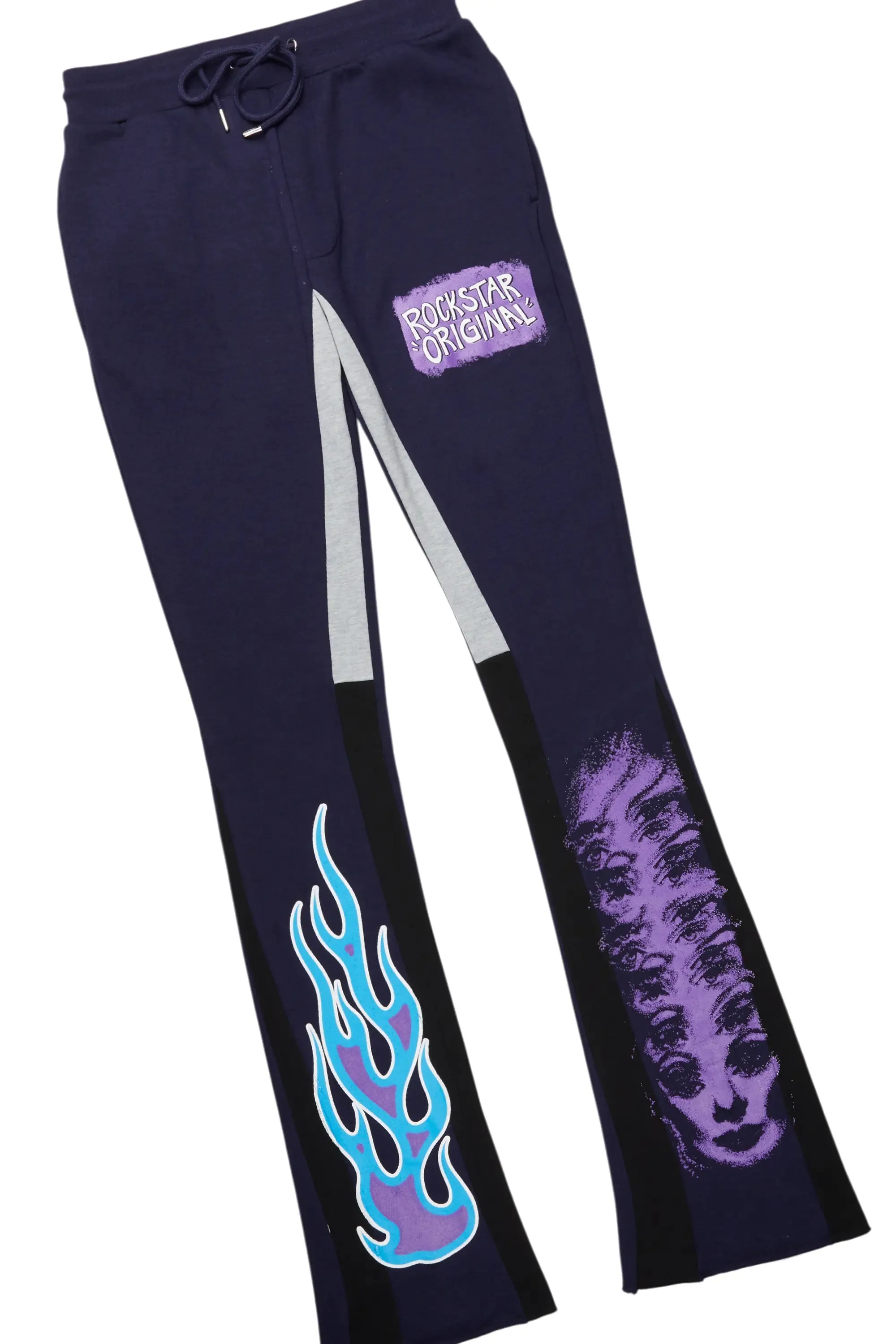 Beno Navy Stacked Flare Hoodie Track Set sold by Rockstar Original product image thumbnail 3