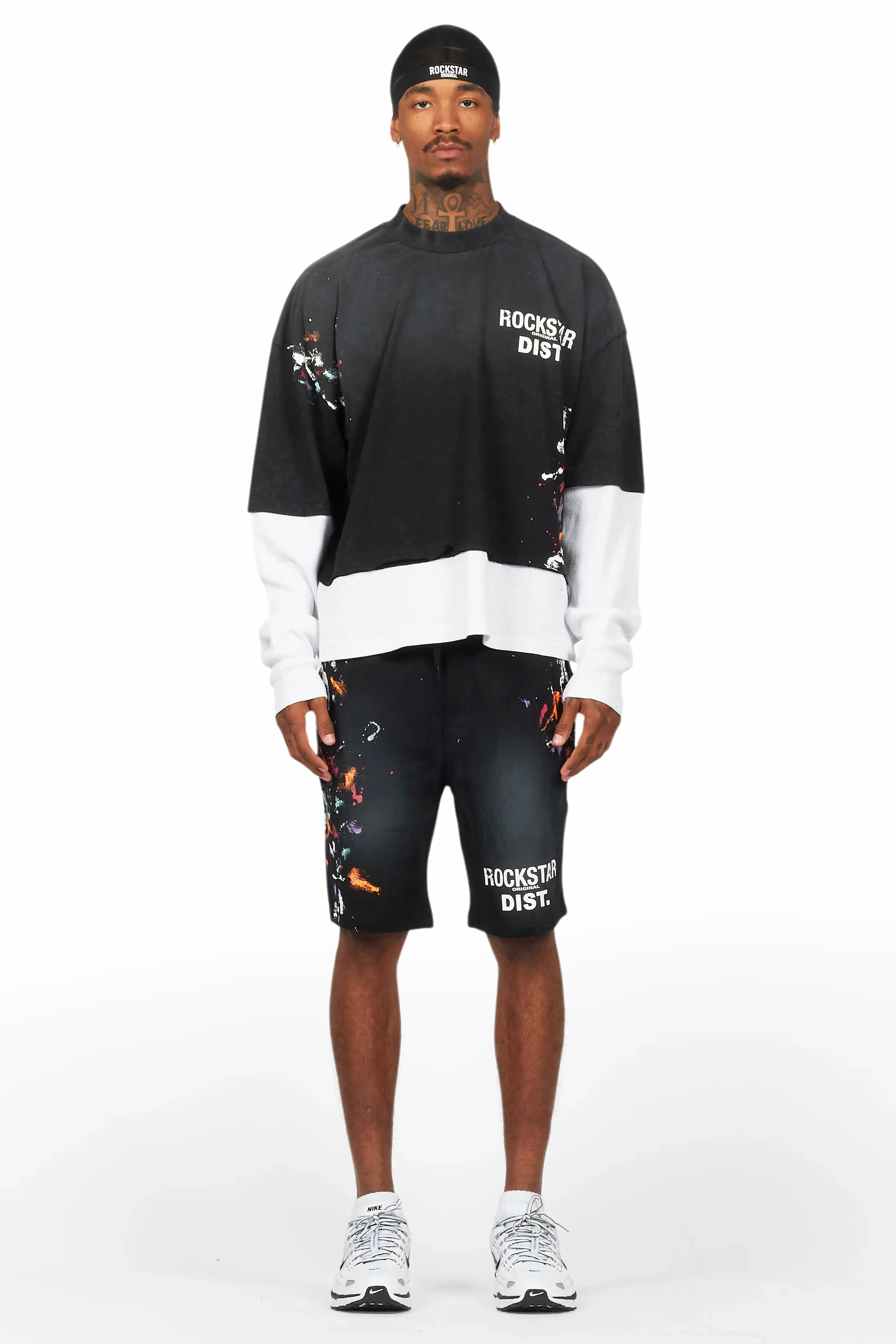 Darien Black Double Layer T-Shirt Short Set sold by Rockstar Original product image thumbnail 2
