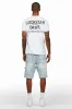 Butch White/Black T-Shirt/Denim Short Set sold by Rockstar Original