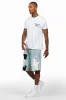 Butch White/Black T-Shirt/Denim Short Set sold by Rockstar Original