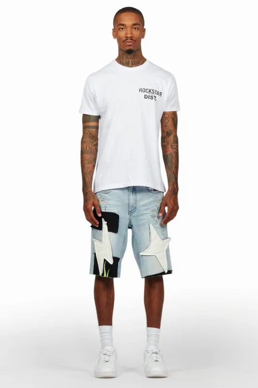 Butch White/Black T-Shirt/Denim Short Set sold by Rockstar Original