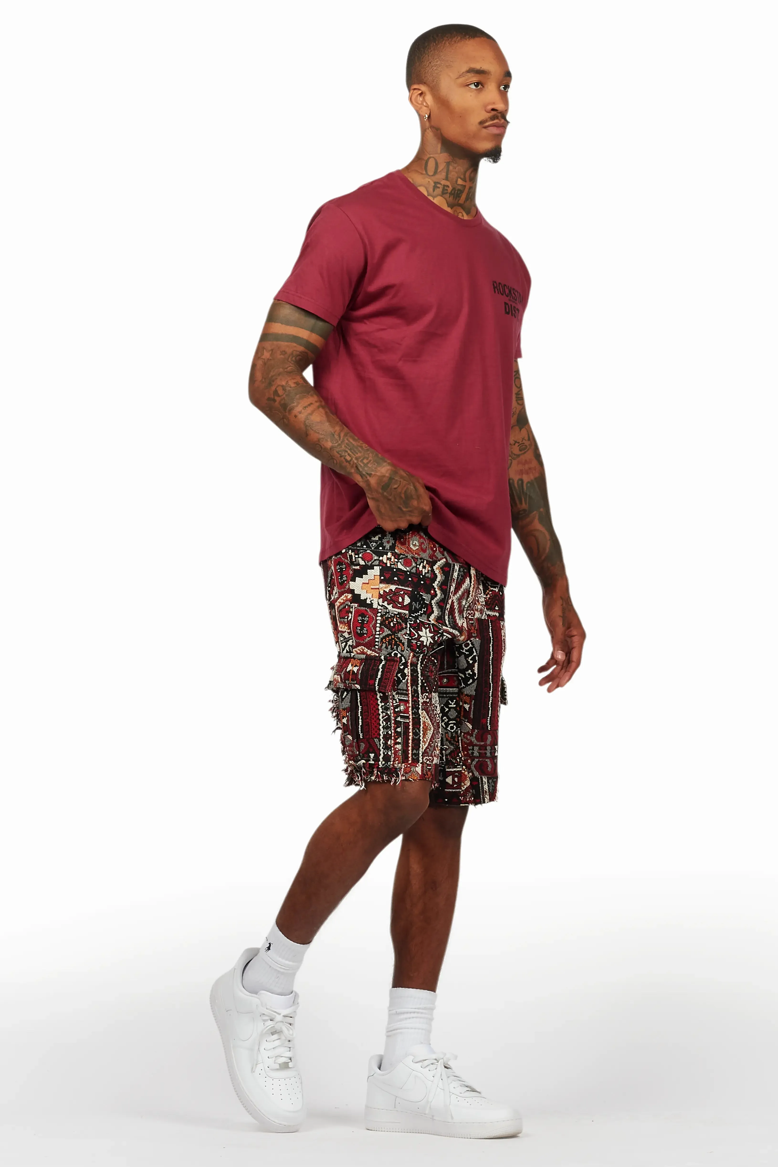 Lake Burgundy/Black T-Shirt/Tapestry Short Set sold by Rockstar Original product image thumbnail 5