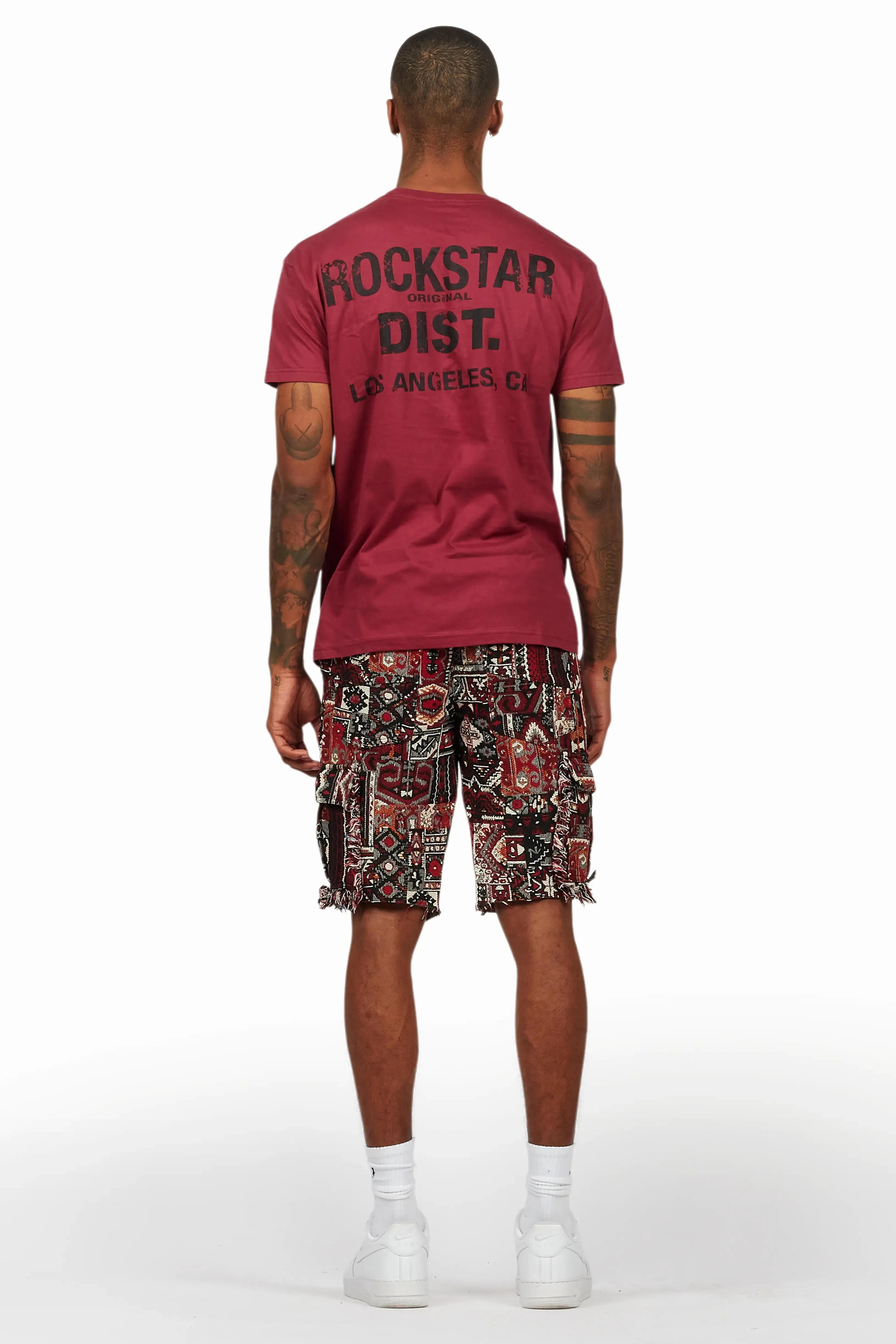 Lake Burgundy/Black T-Shirt/Tapestry Short Set sold by Rockstar Original product image thumbnail 3