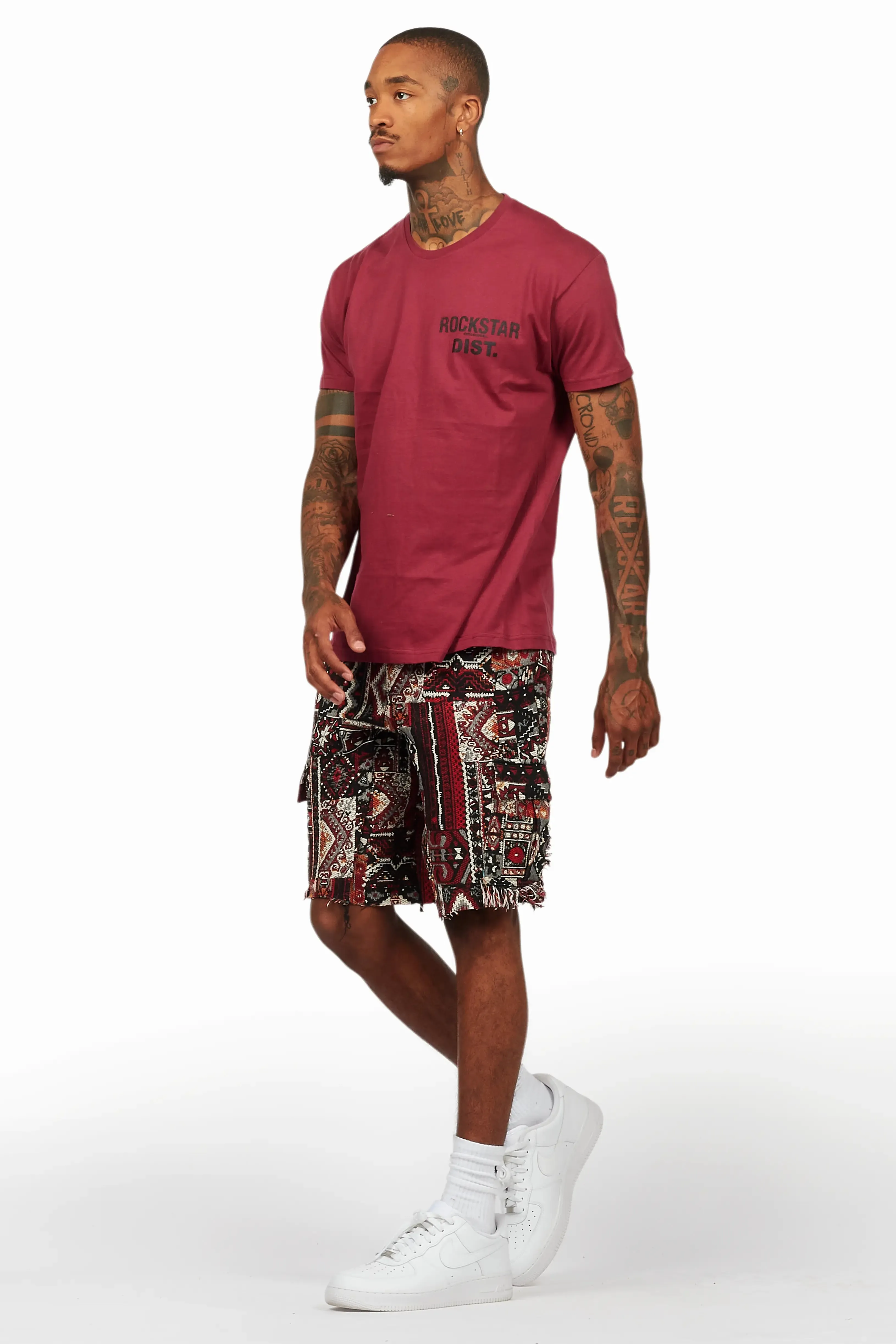 Lake Burgundy/Black T-Shirt/Tapestry Short Set sold by Rockstar Original product image thumbnail 4