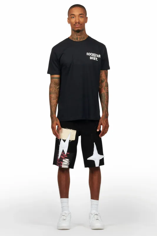 Carlin Black T-Shirt/Denim Short Set sold by Rockstar Original