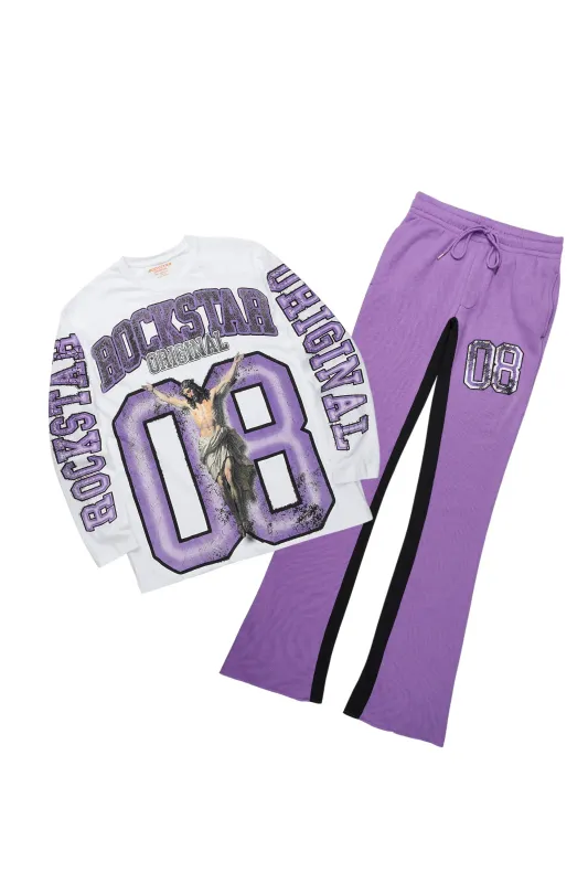 Fields Purple/White Long Sleeve T-Shirt/Baggy Pant Set sold by Rockstar Original