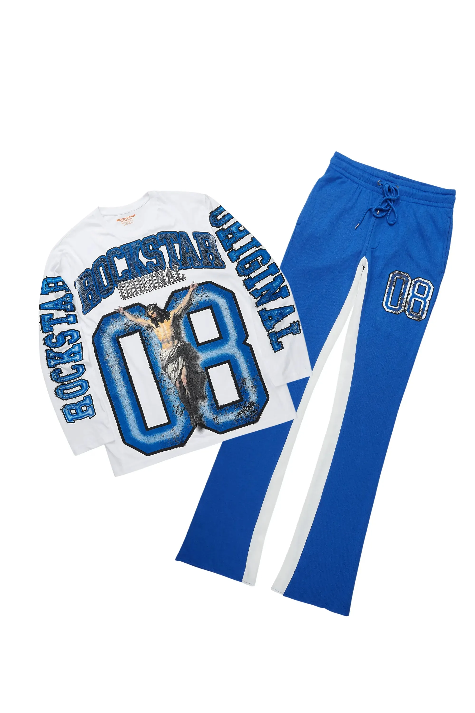 Fields White/Royal Long Sleeve T-Shirt/Baggy Pant Set sold by Rockstar Original