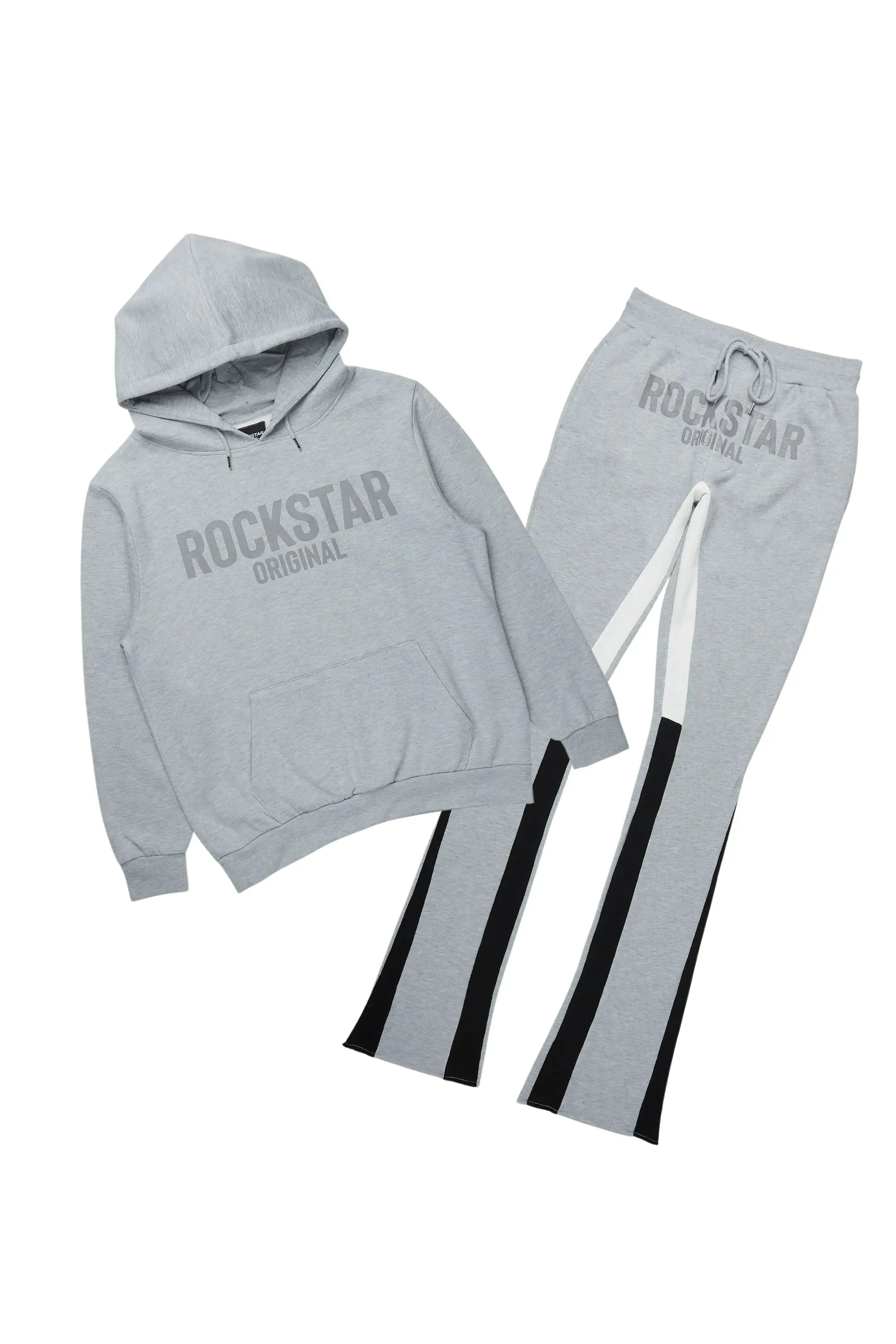 Sana Heather Grey Hoodie/Stacked Flare Track Pant Set sold by Rockstar Original