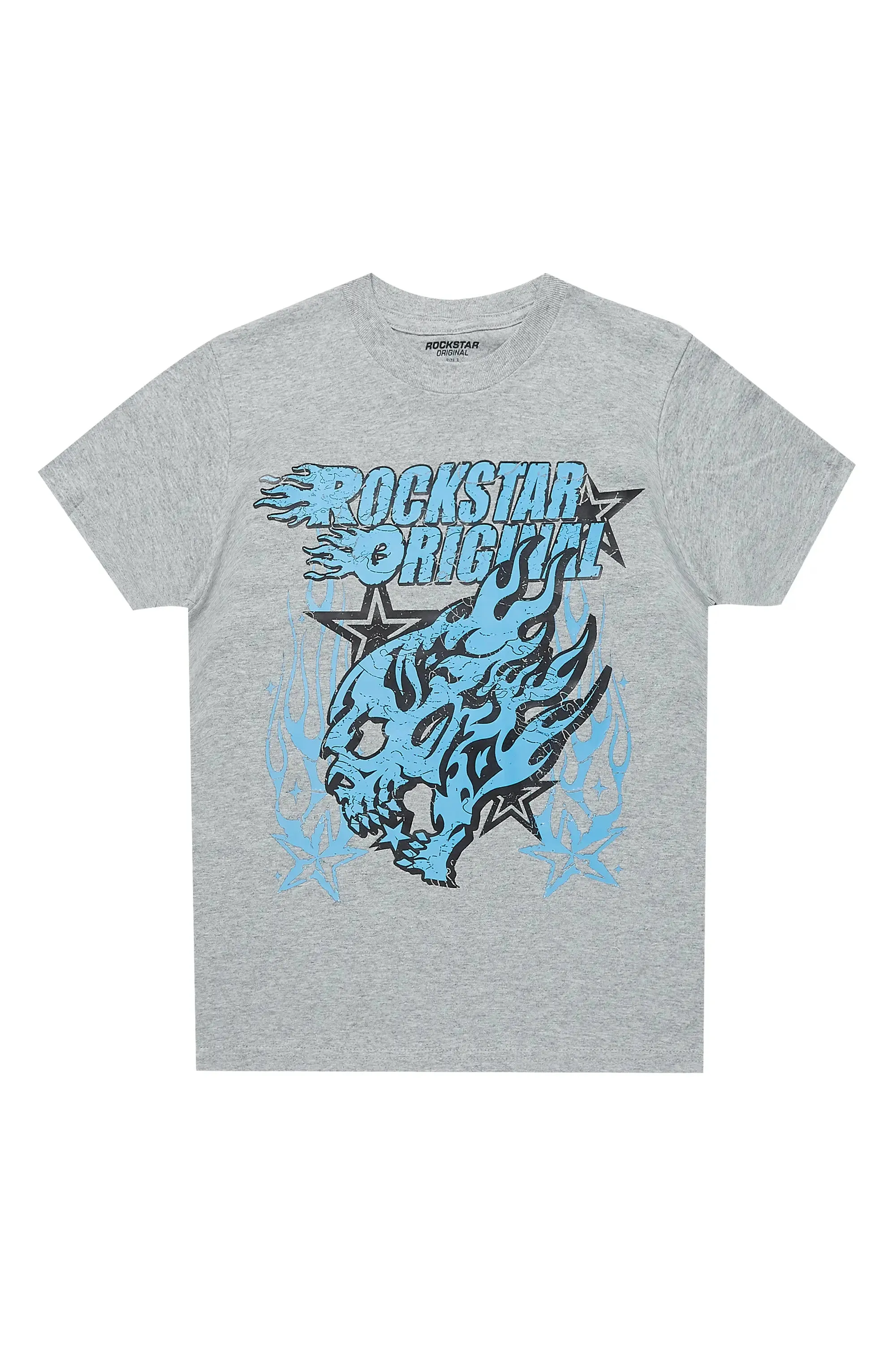 Boys Smitty Grey/Blue Graphic T-Shirt sold by Rockstar Original