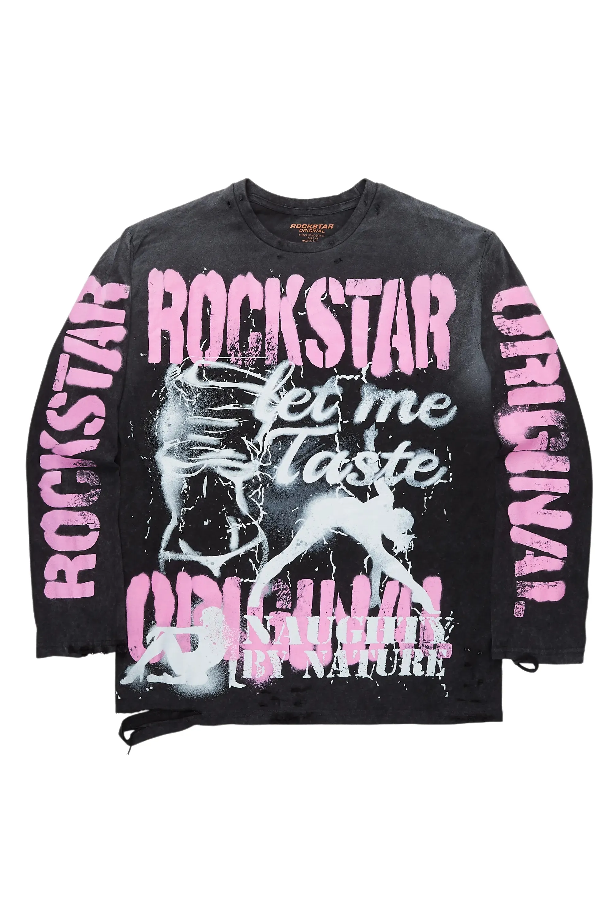 Sontique Vintage Black Long Sleeve T-Shirt sold by Rockstar Original