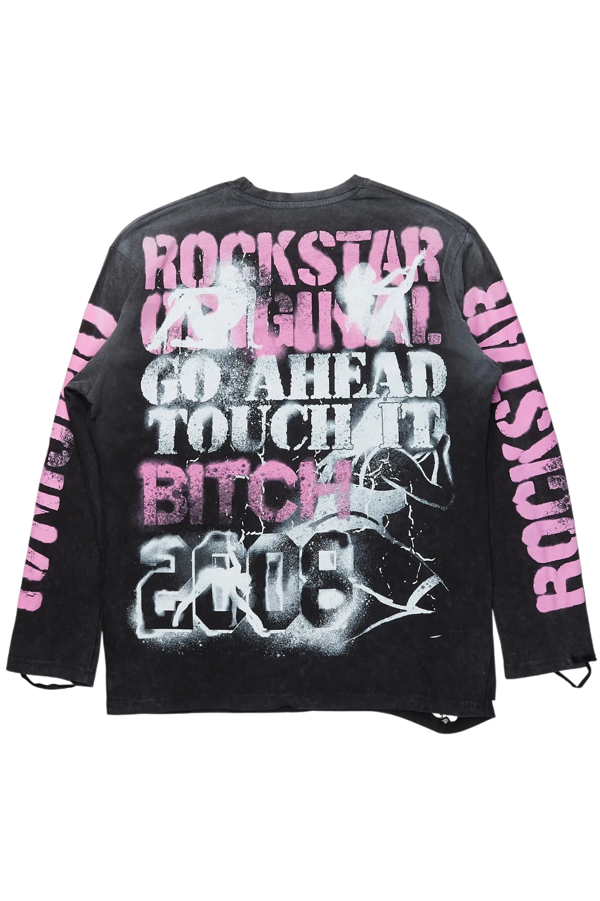 Sontique Vintage Black Long Sleeve T-Shirt sold by Rockstar Original product image thumbnail 3