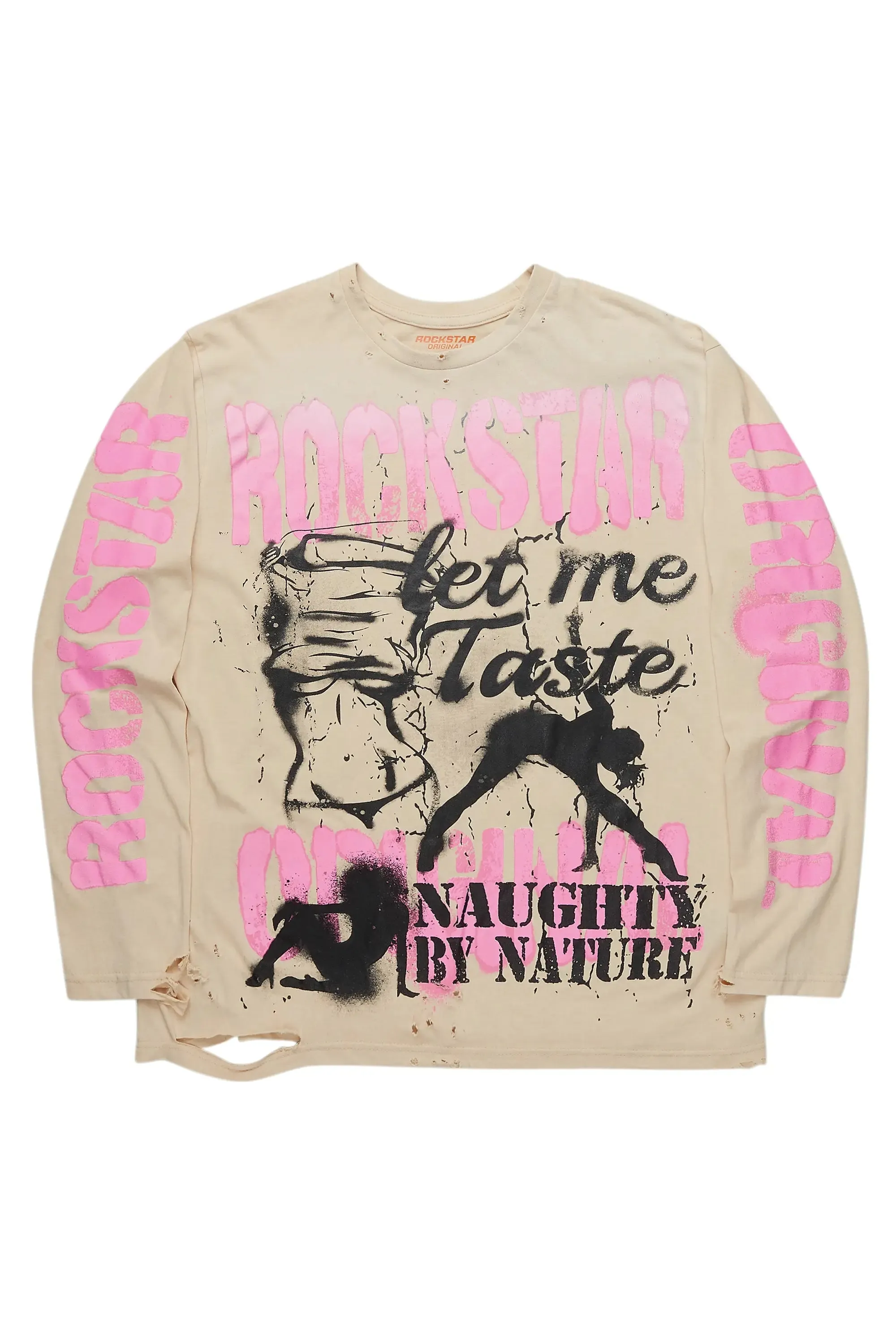 Sontique Vintage Sand Long Sleeve T-Shirt sold by Rockstar Original