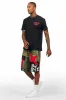 Akos Black/Red Tint T-Shirt/Denim Short Set sold by Rockstar Original