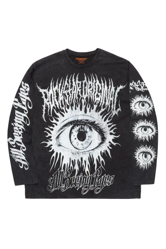 All Seeing Eyes Vintage Black Long Sleeve Graphic T-Shirt sold by Rockstar Original