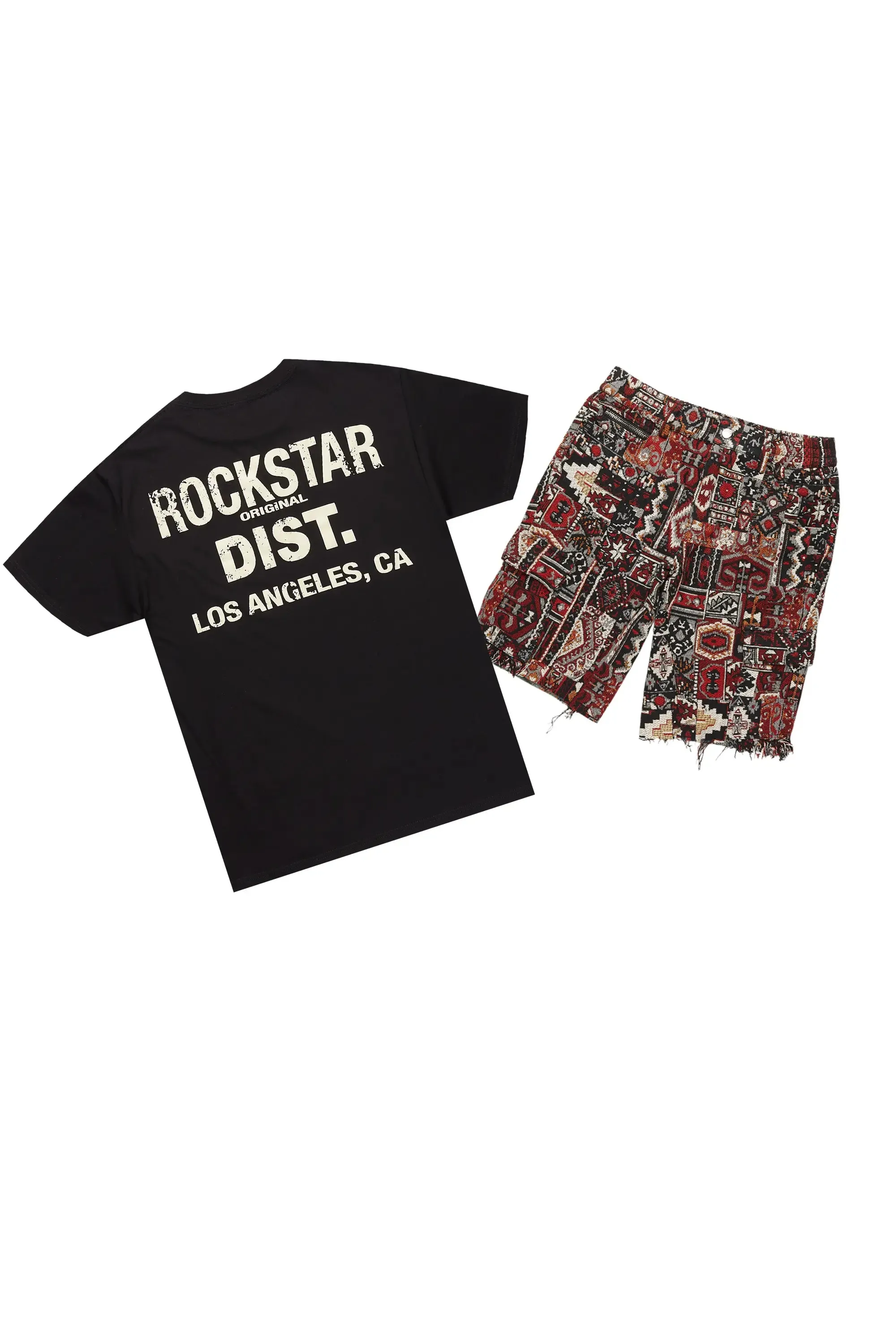 Lake Black/Beige T-Shirt/Tapestry Short Set sold by Rockstar Original