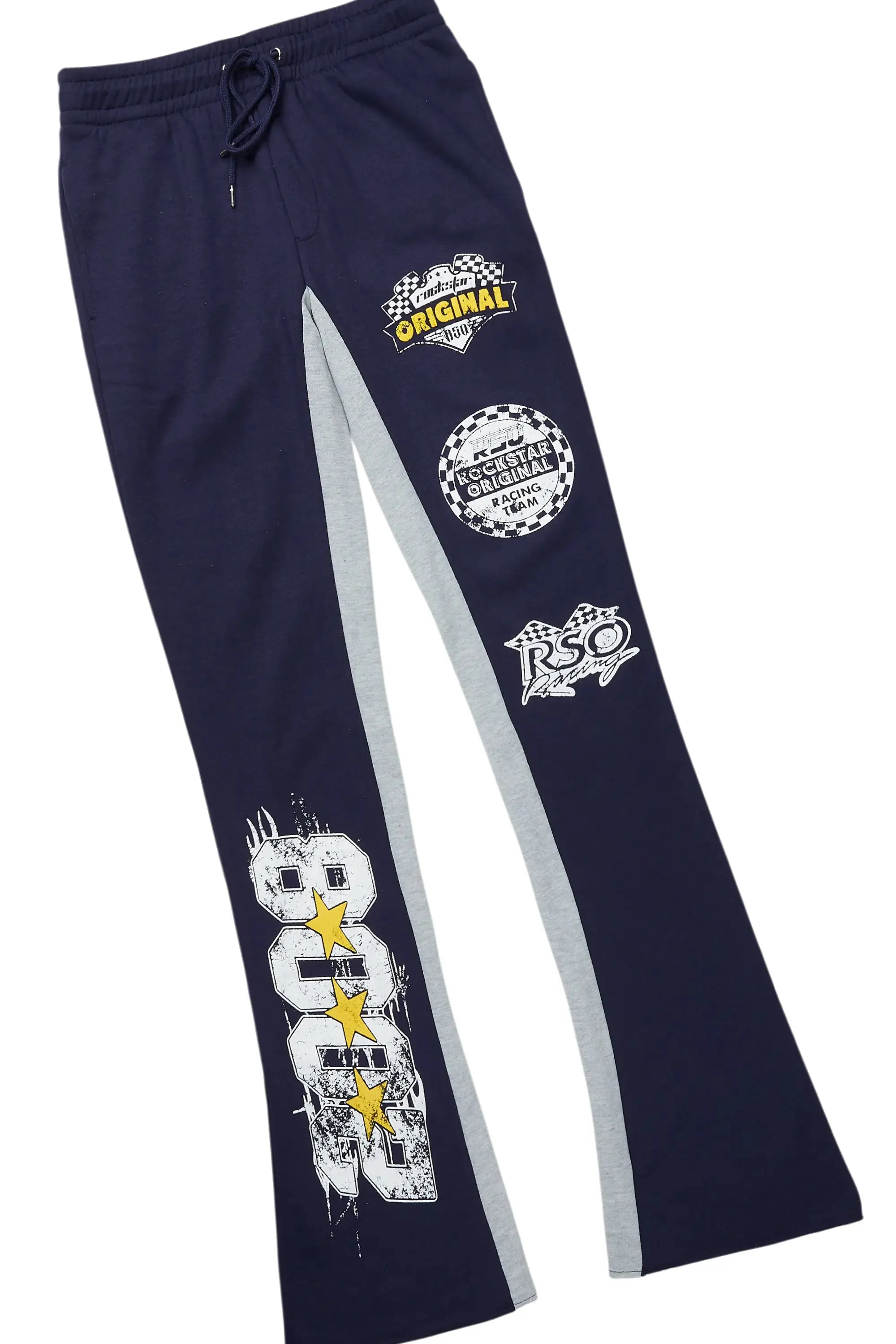 Racing Grung White/Navy T-Shirt/Stacked Baggy Track Pant Set sold by Rockstar Original product image thumbnail 3