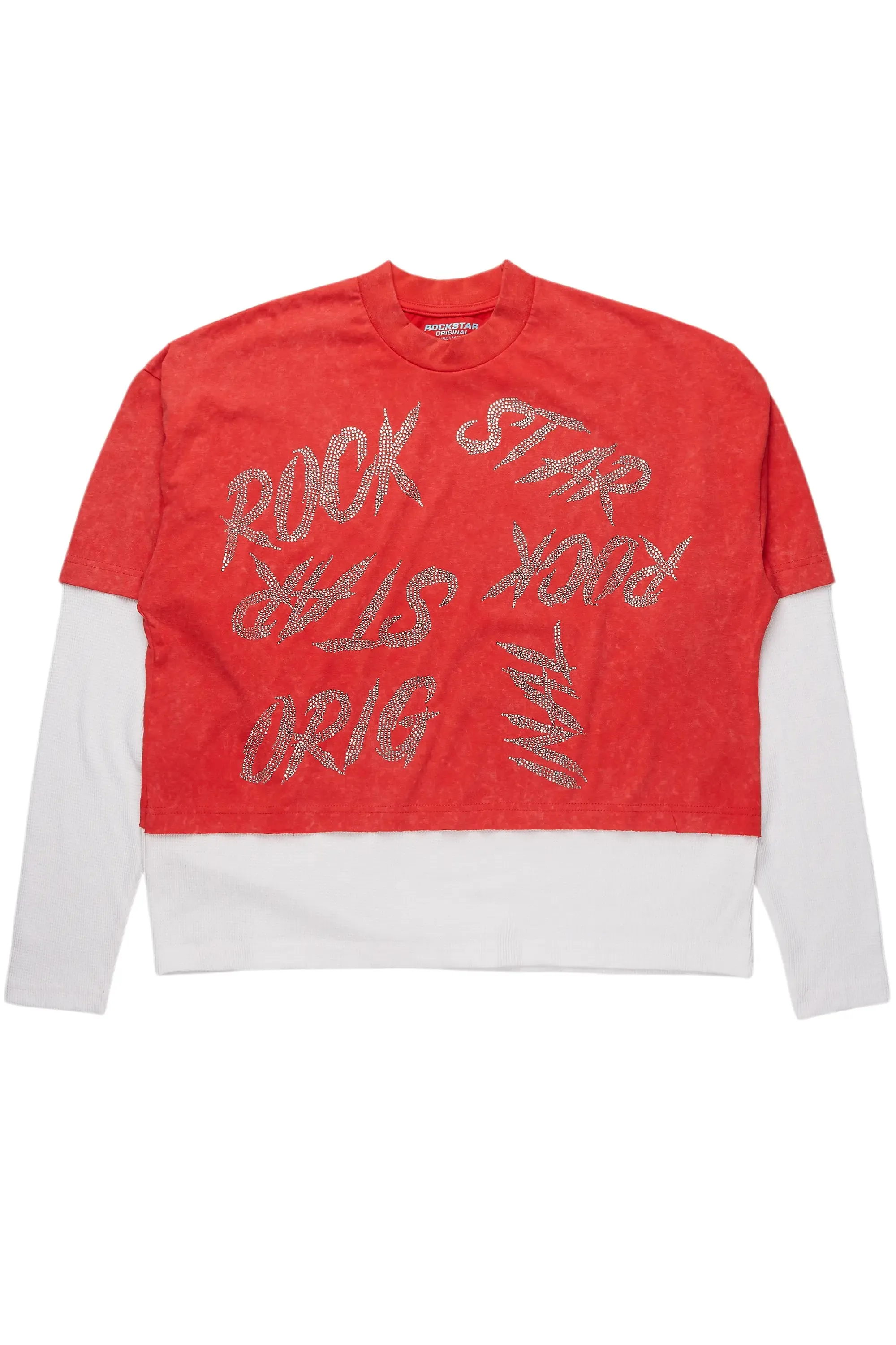 Bence Vintage Red Thermal Double Layer Boxy Crop T-Shirt sold by Rockstar Original