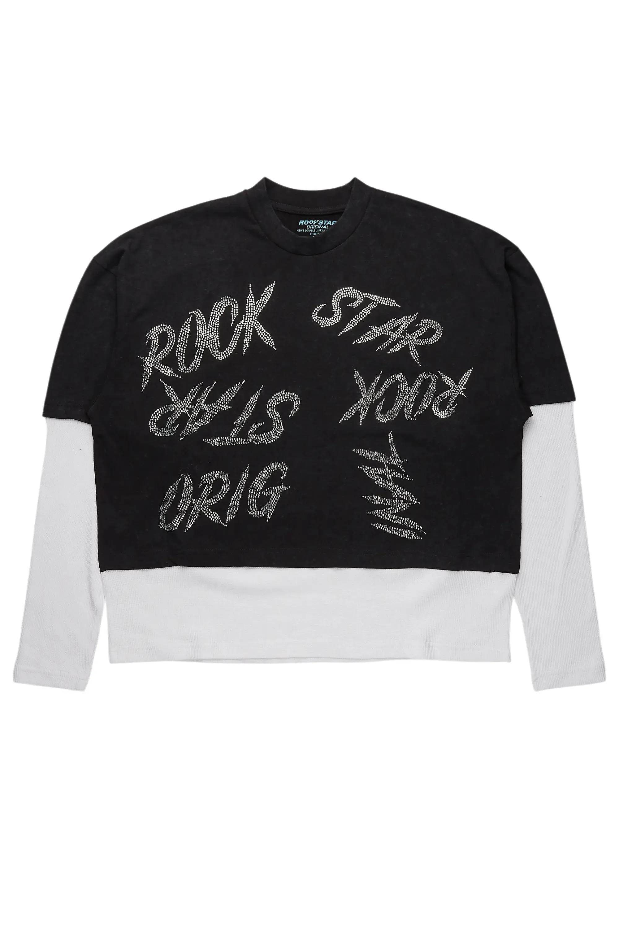 Bence Vintage Black Thermal Double Layer Boxy Crop T-Shirt sold by Rockstar Original