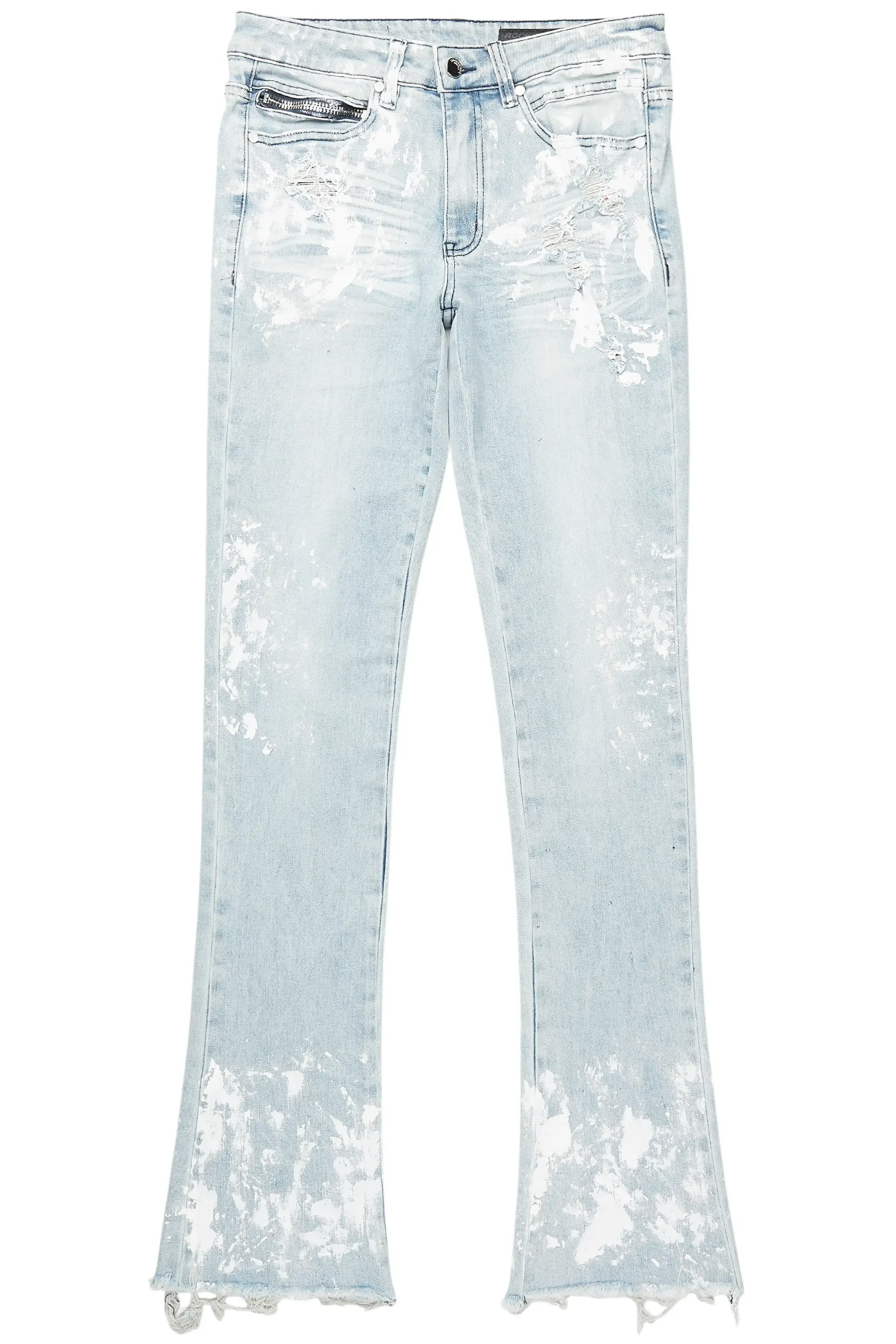 Kodak Blue/White Painter Stacked Flare Jean sold by Rockstar Original