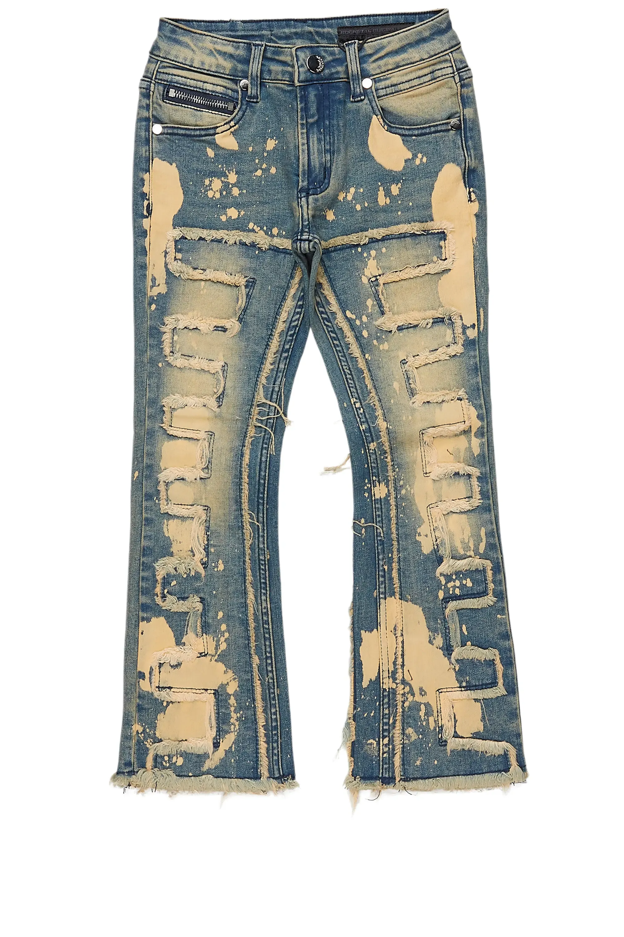 Boys Laban Dirty Blue Bleach Stacked Flare Jean sold by Rockstar Original