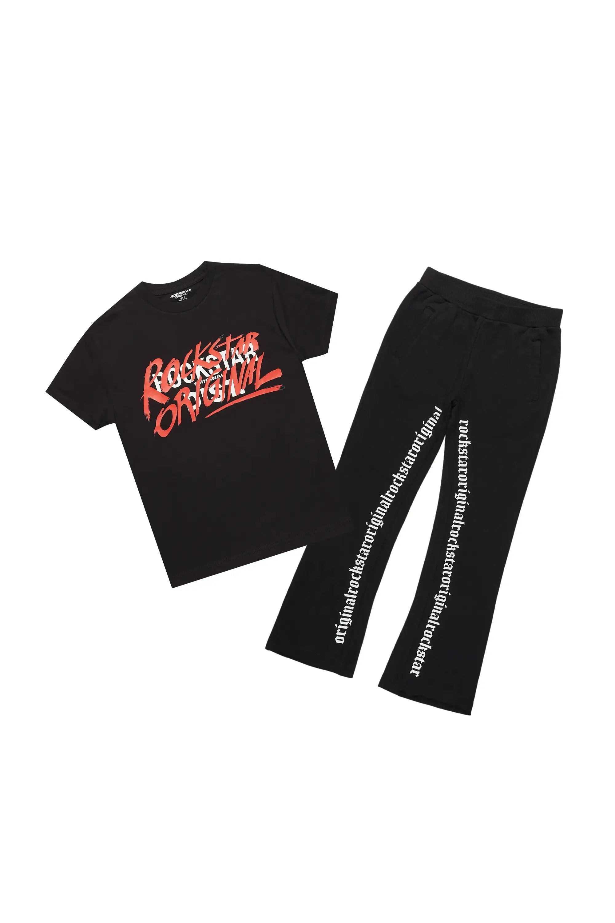 Boys Freedom Black T-Shirt/Stacked Flare Pant Set sold by Rockstar Original