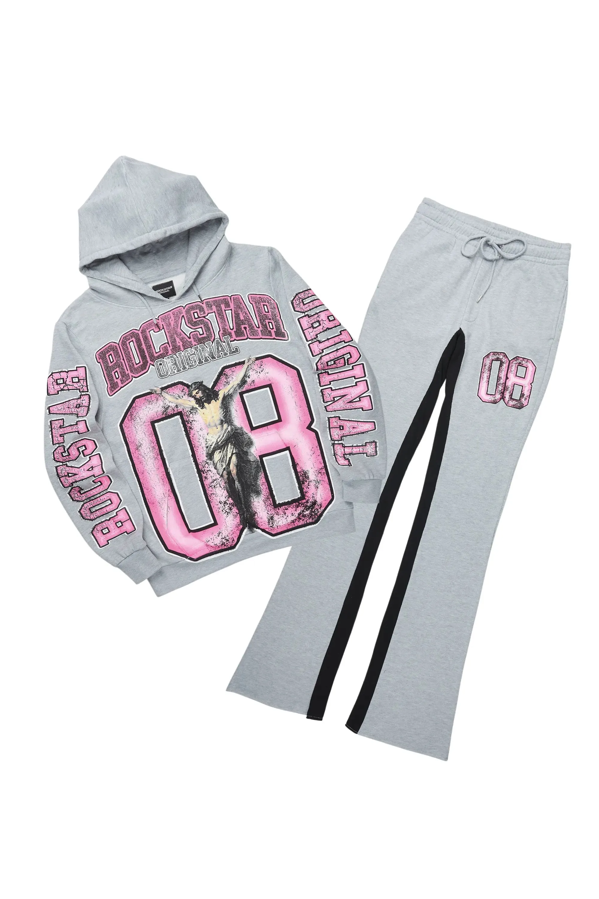 Fields Grey/Pink Baggy Hoodie Track Set sold by Rockstar Original