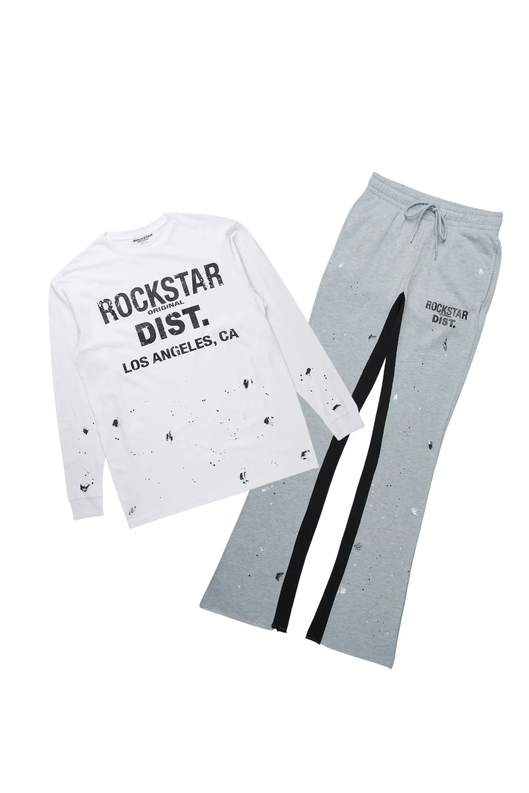 Scottie White/Grey Long Sleeve T-Shirt/Baggy Pant Set sold by Rockstar Original