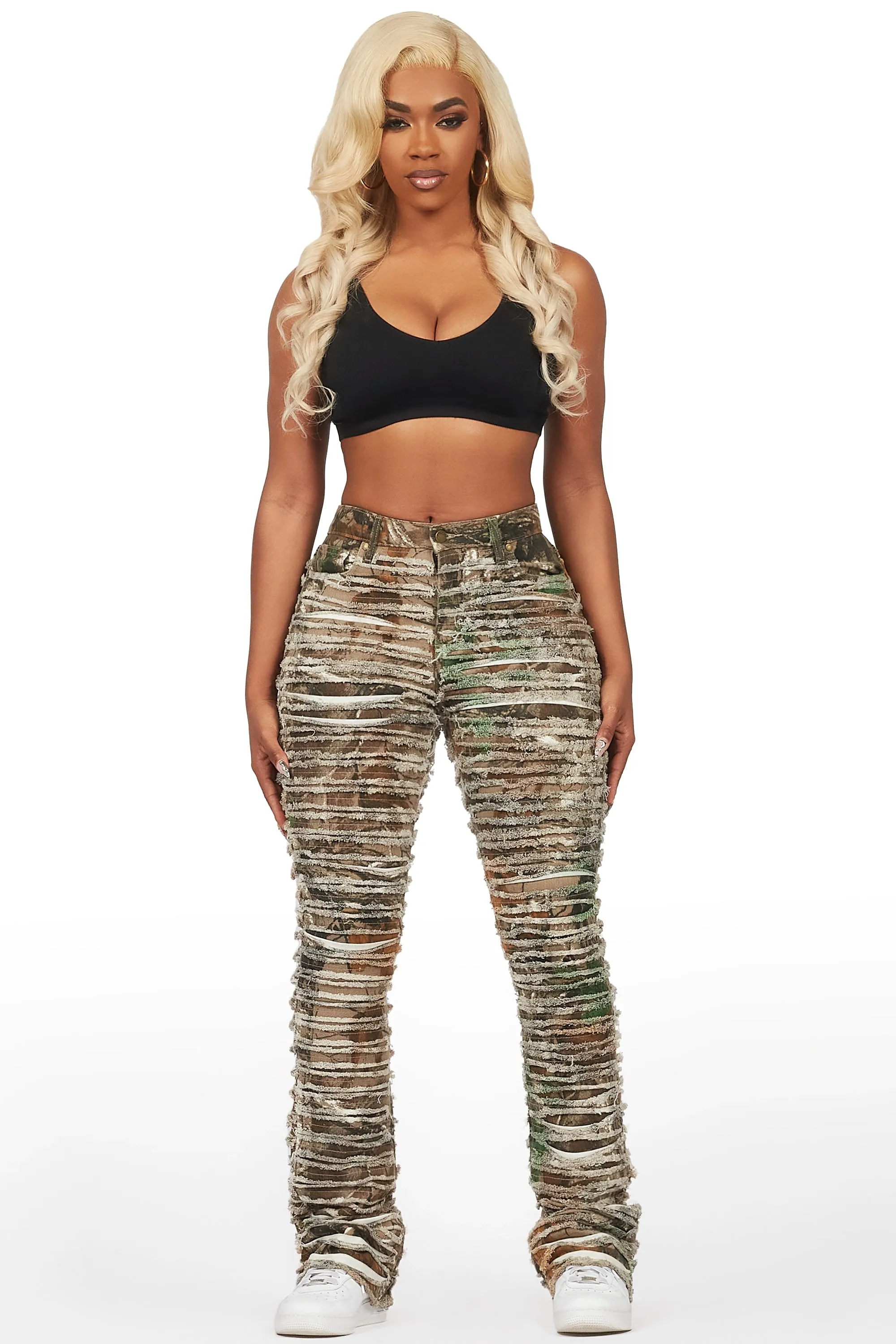 Melany Woodland Camo Stacked Flared Jean sold by Rockstar Original product image thumbnail 2