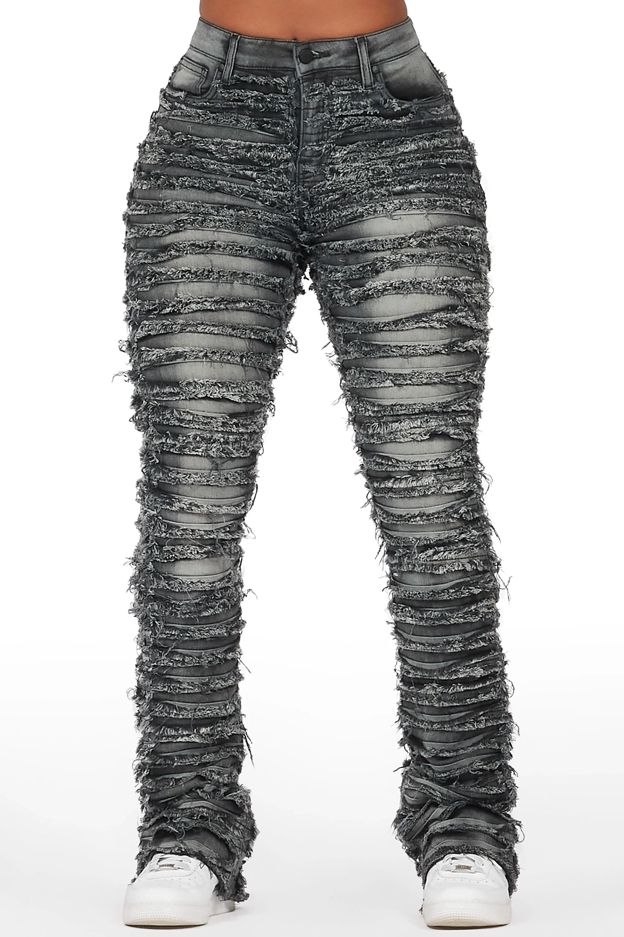 Melany Grey Wash Stacked Flared Jean sold by Rockstar Original