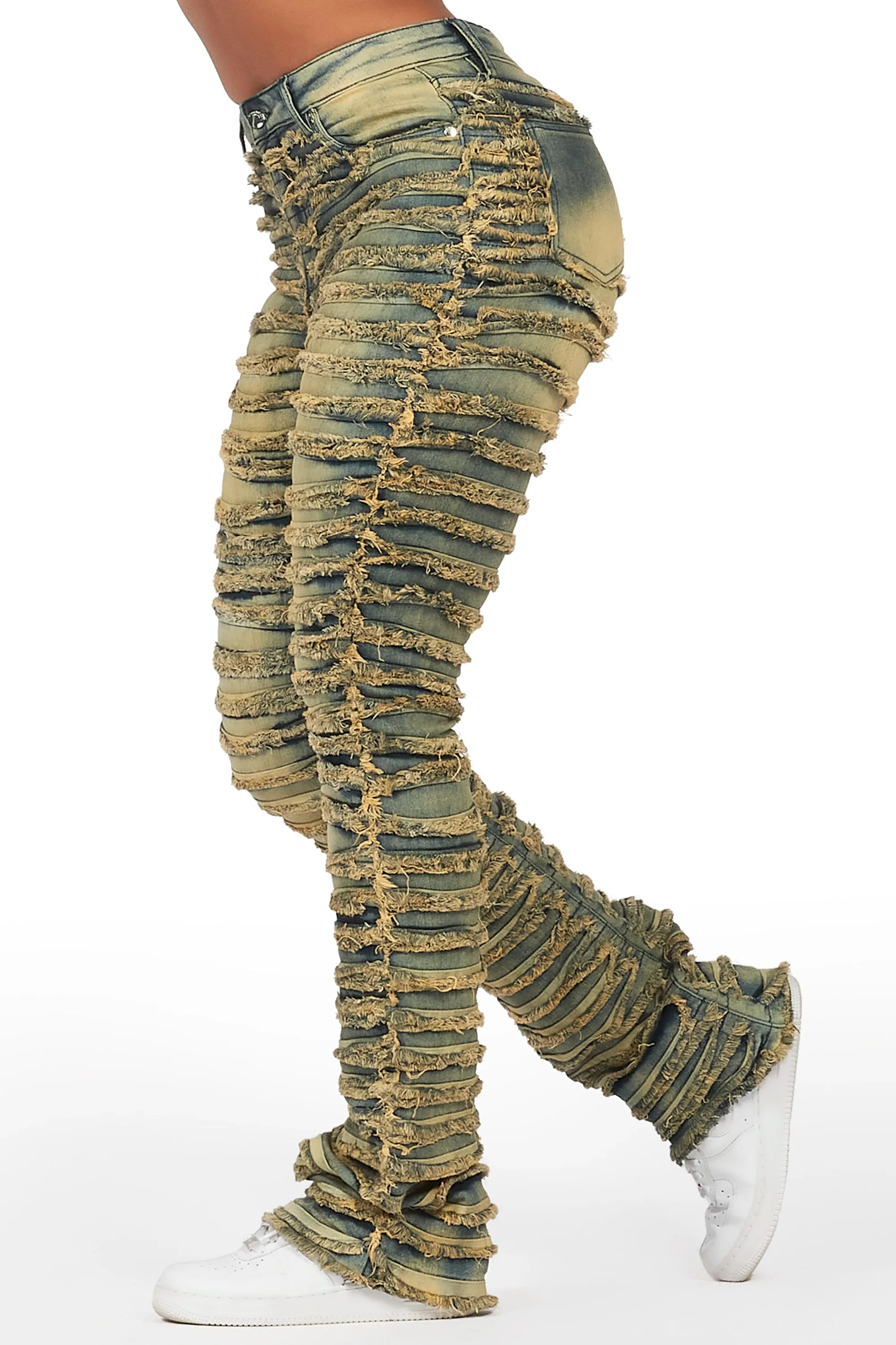 Melany Tinted Dark Wash Stacked Flared Jean sold by Rockstar Original product image thumbnail 4