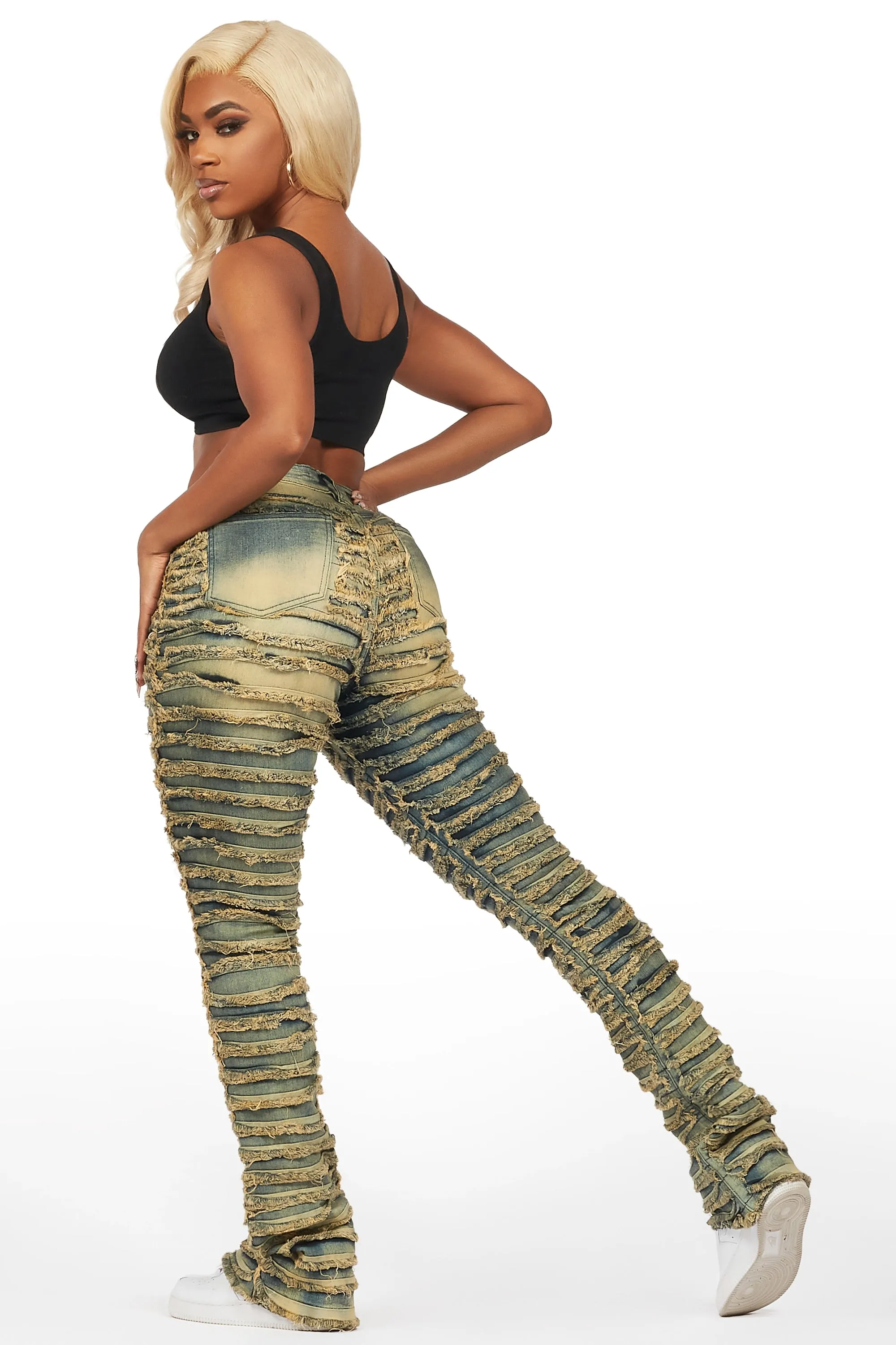 Melany Tinted Dark Wash Stacked Flared Jean sold by Rockstar Original product image thumbnail 5