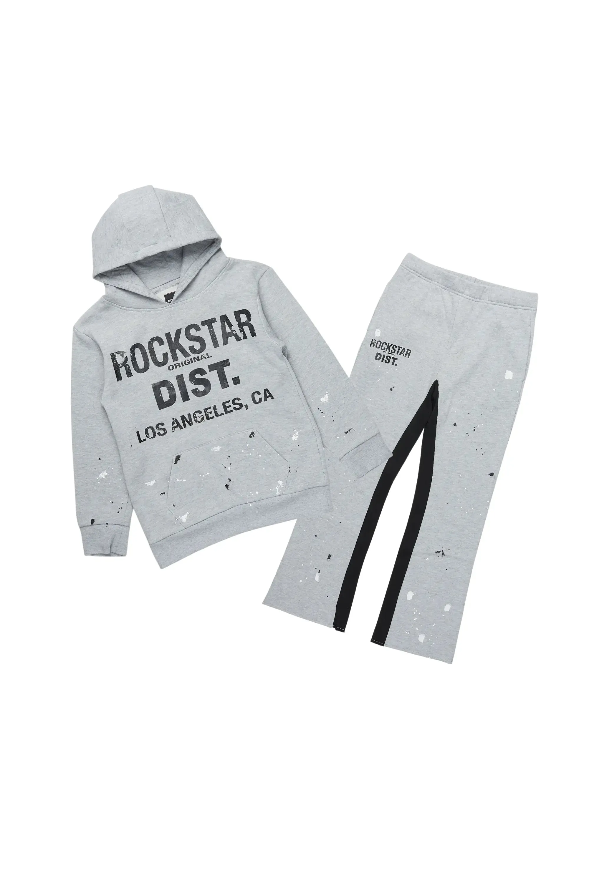 Boys Scottie Grey/Heather Grey Stacked Baggy Track Set sold by Rockstar Original