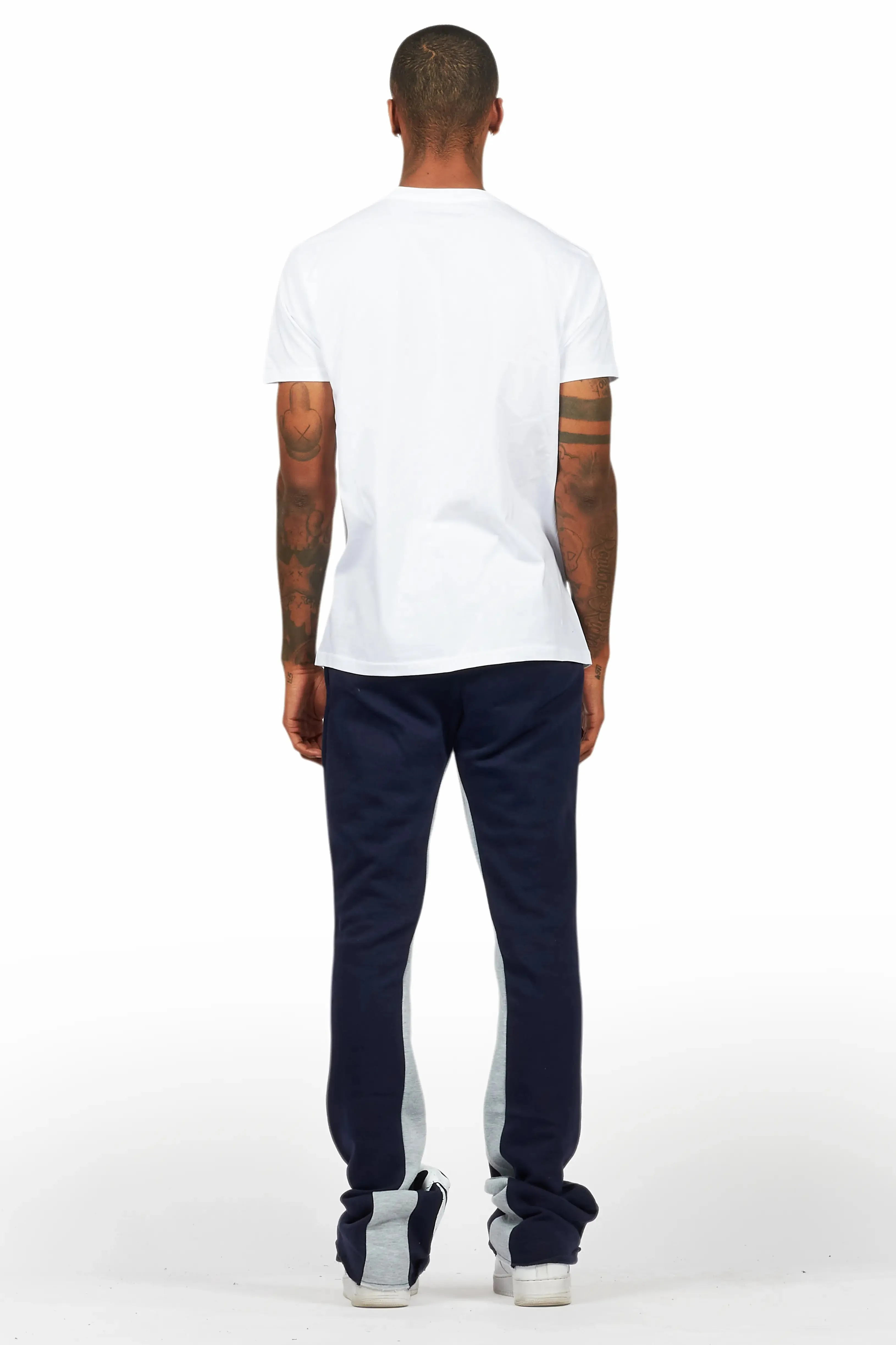 Amos White/Navy T-Shirt/Stacked Baggy Track Pant Set sold by Rockstar Original product image thumbnail 4