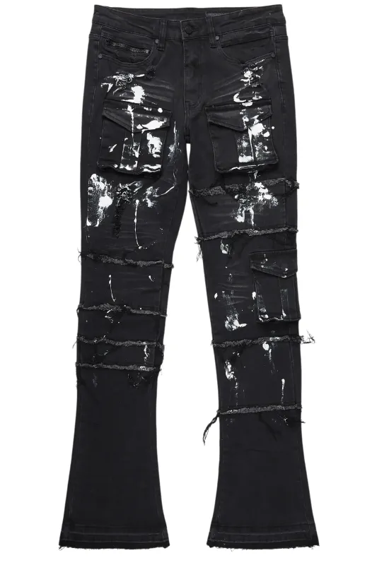 Folly Dark Grey Painter Stacked Flare Jean sold by Rockstar Original