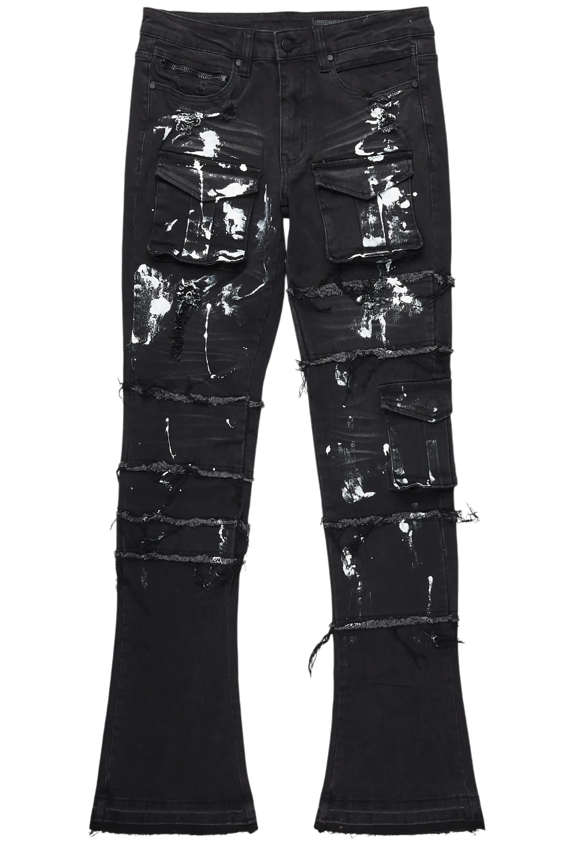 Folly Dark Grey Painter Stacked Flare Jean sold by Rockstar Original