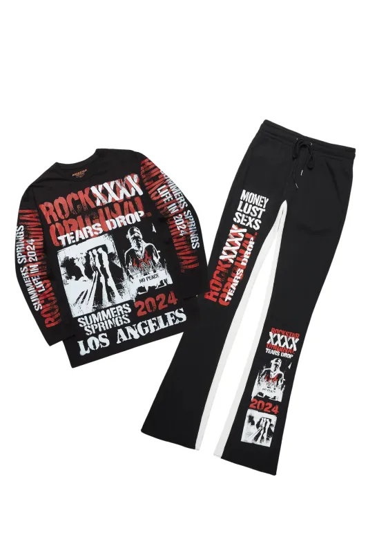 Omer Black Long Sleeve T-Shirt/Baggy Pant Set sold by Rockstar Original