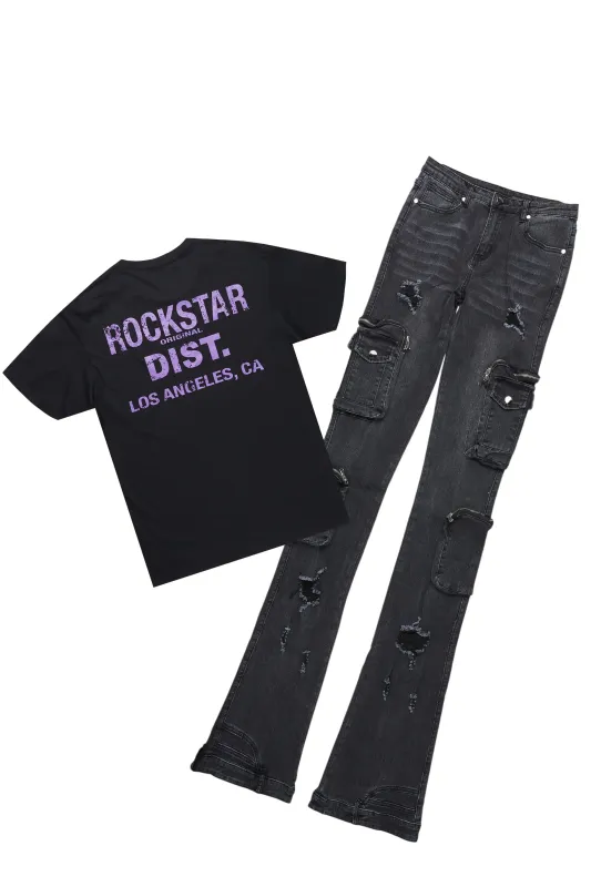 Jamari Black/Grey Wash T-Shirt & Jean Set sold by Rockstar Original
