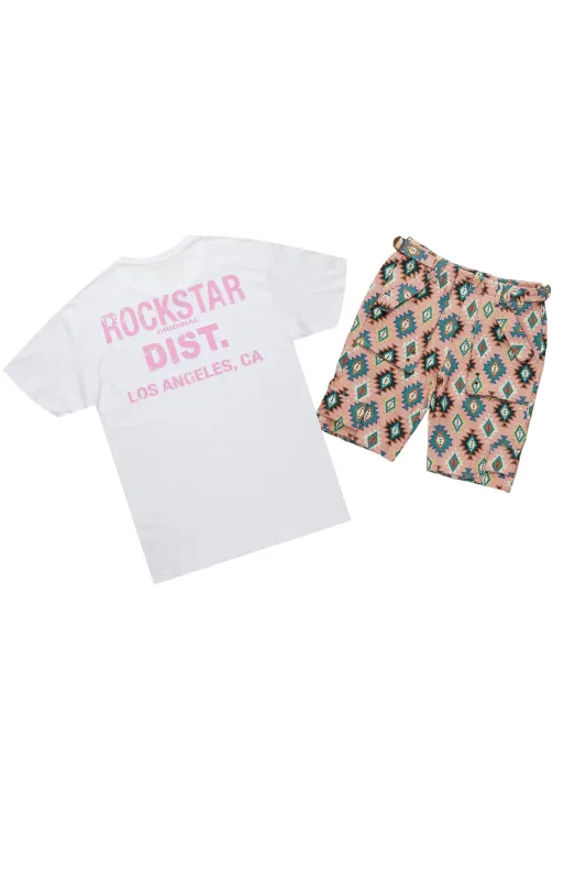 Andraila White/Pink T-Shirt Short Set sold by Rockstar Original