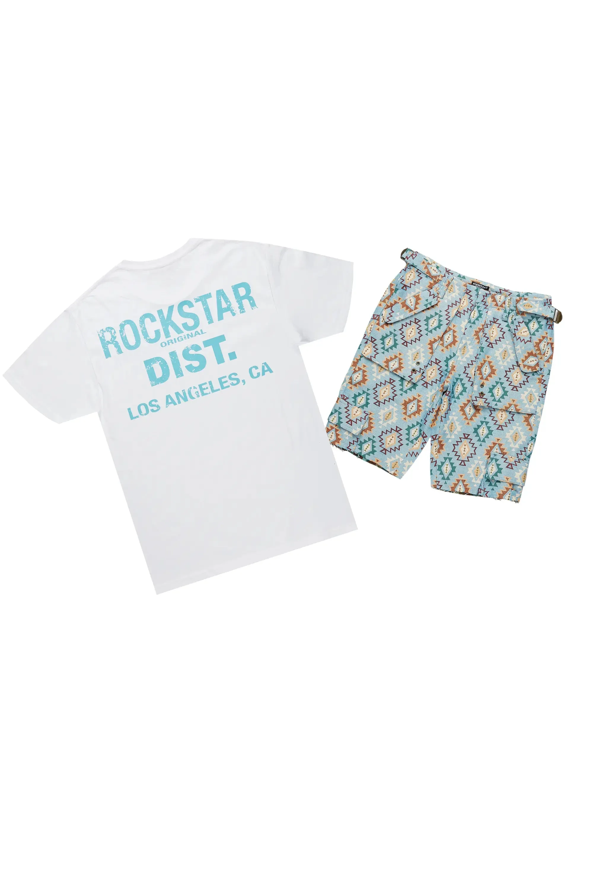 Andraila White/Blue T-Shirt Short Set sold by Rockstar Original