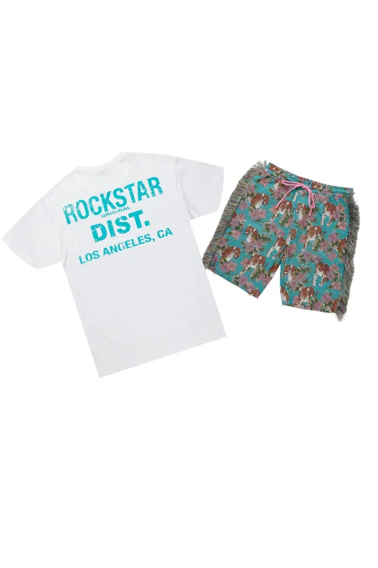 Alexsia White/Blue T-Shirt Short Set sold by Rockstar Original