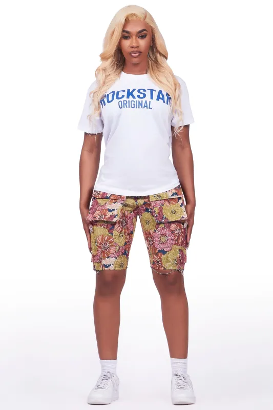Sherita White/Multi T-Shirt Short Set sold by Rockstar Original