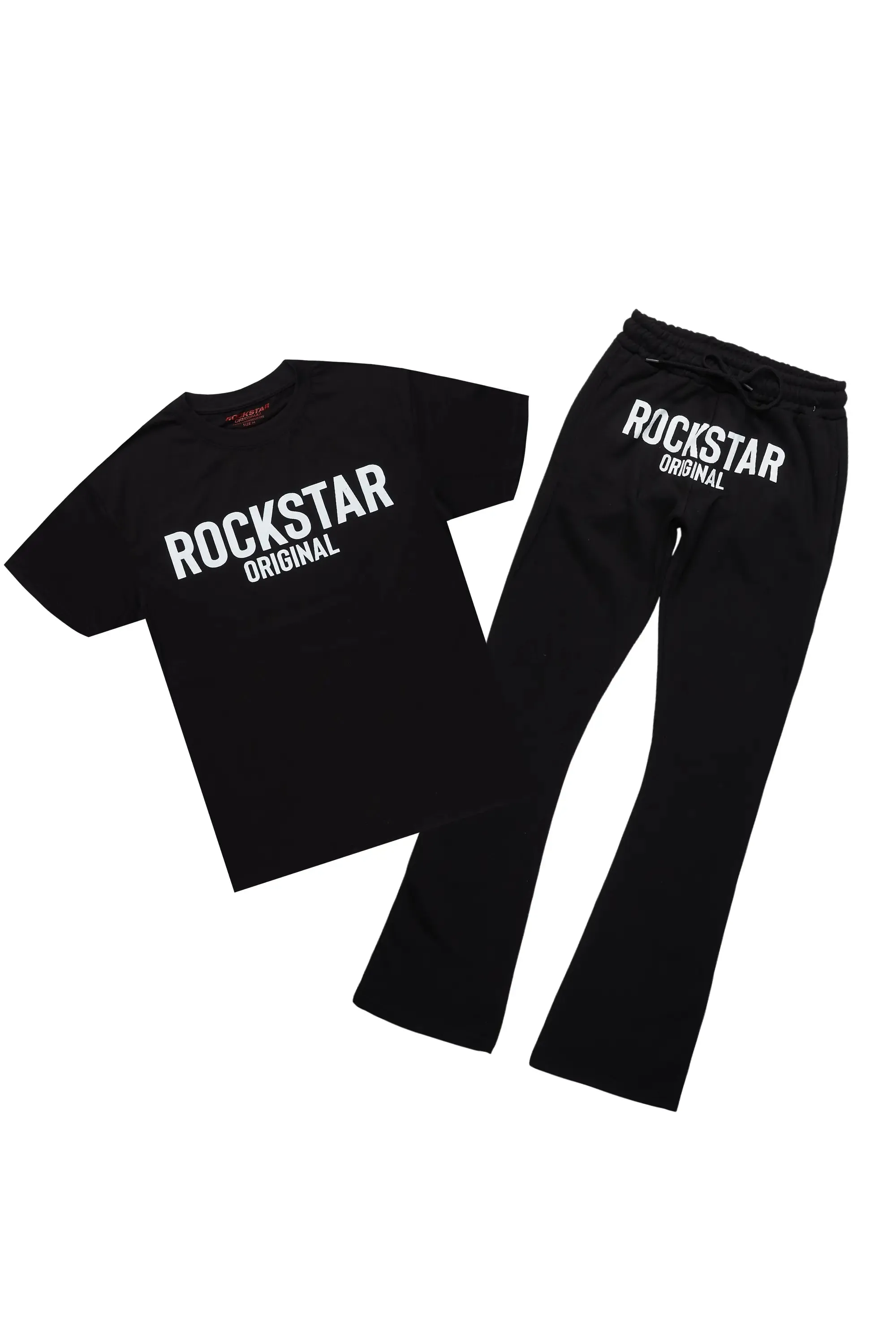 Sana Black T-Shirt/Stacked Track Pant Set sold by Rockstar Original