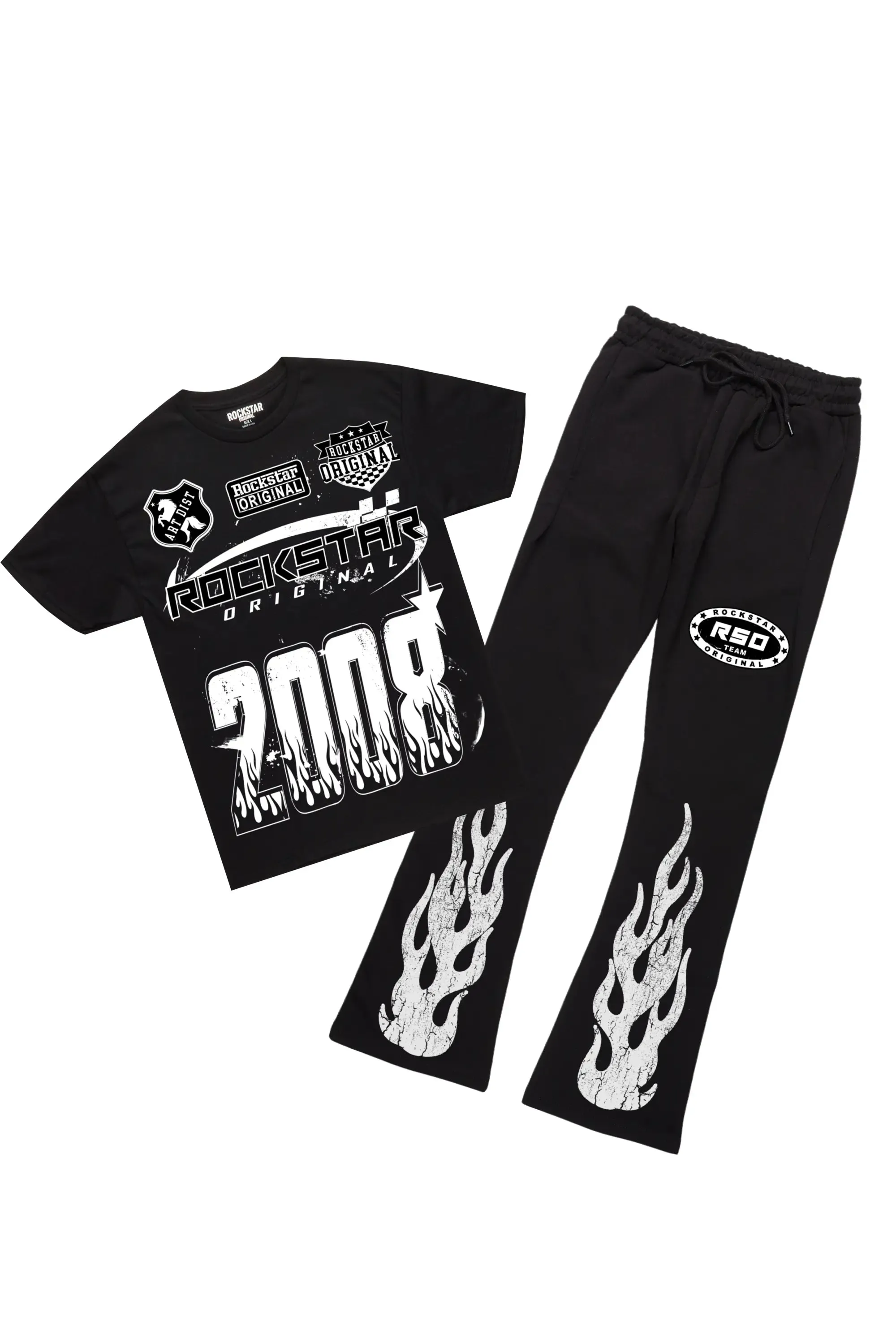 Amos Black/White T-Shirt/Stacked Flare Track Set sold by Rockstar Original