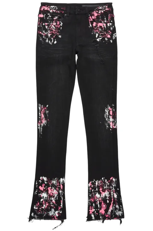 Kodak Black/Pink Painter Stacked Flare Jean sold by Rockstar Original