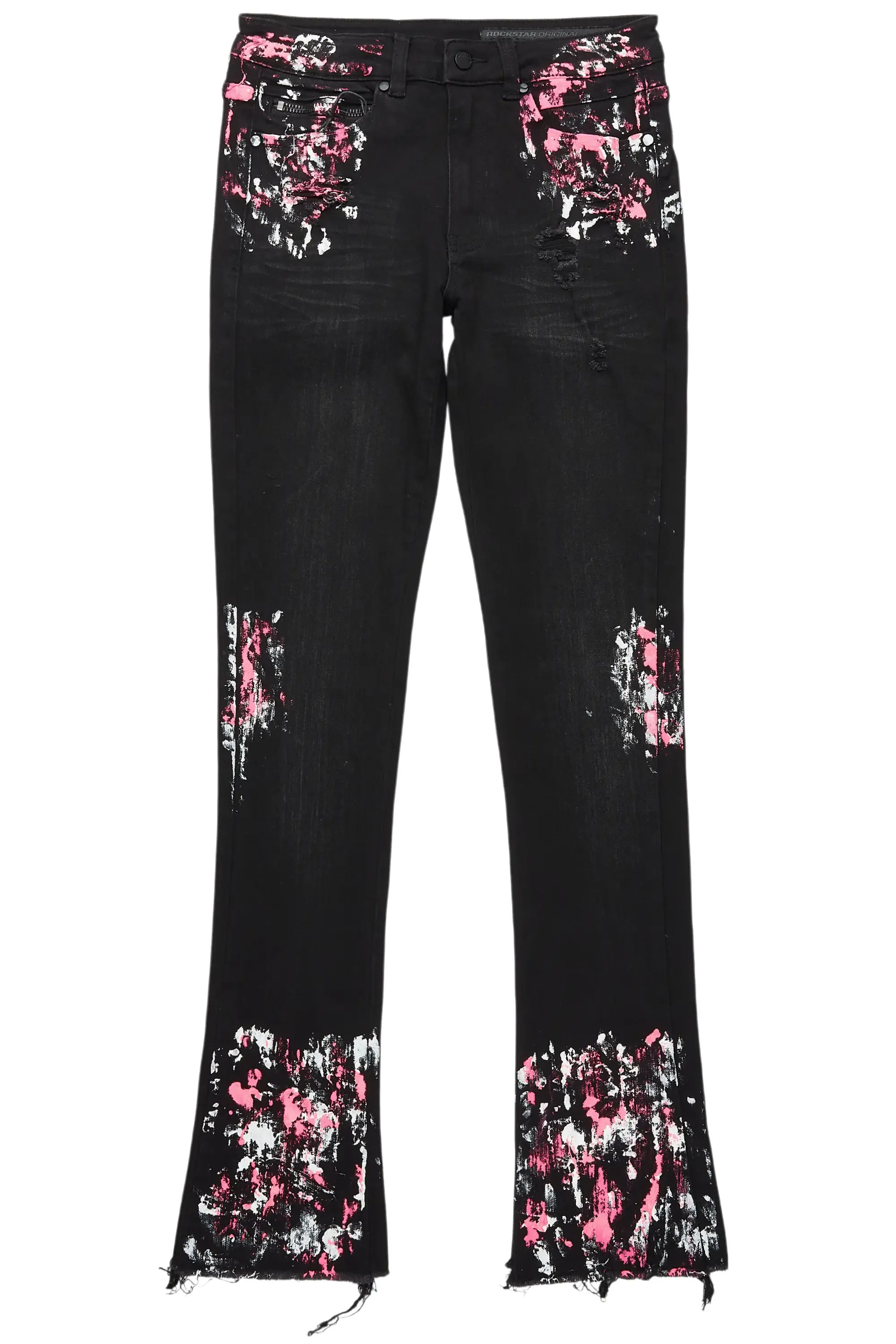 Kodak Black/Pink Painter Stacked Flare Jean sold by Rockstar Original