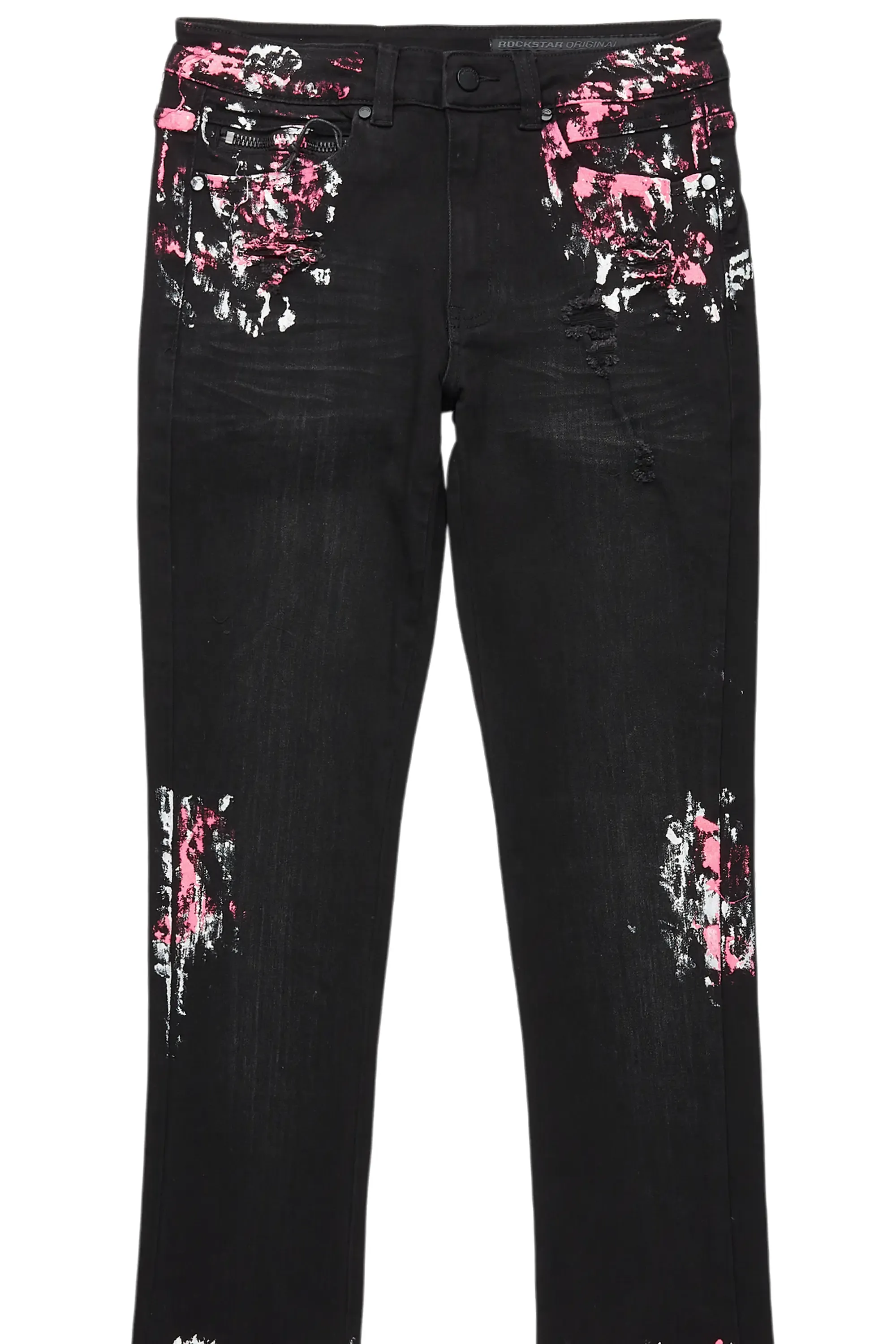 Kodak Black/Pink Painter Stacked Flare Jean sold by Rockstar Original product image thumbnail 2