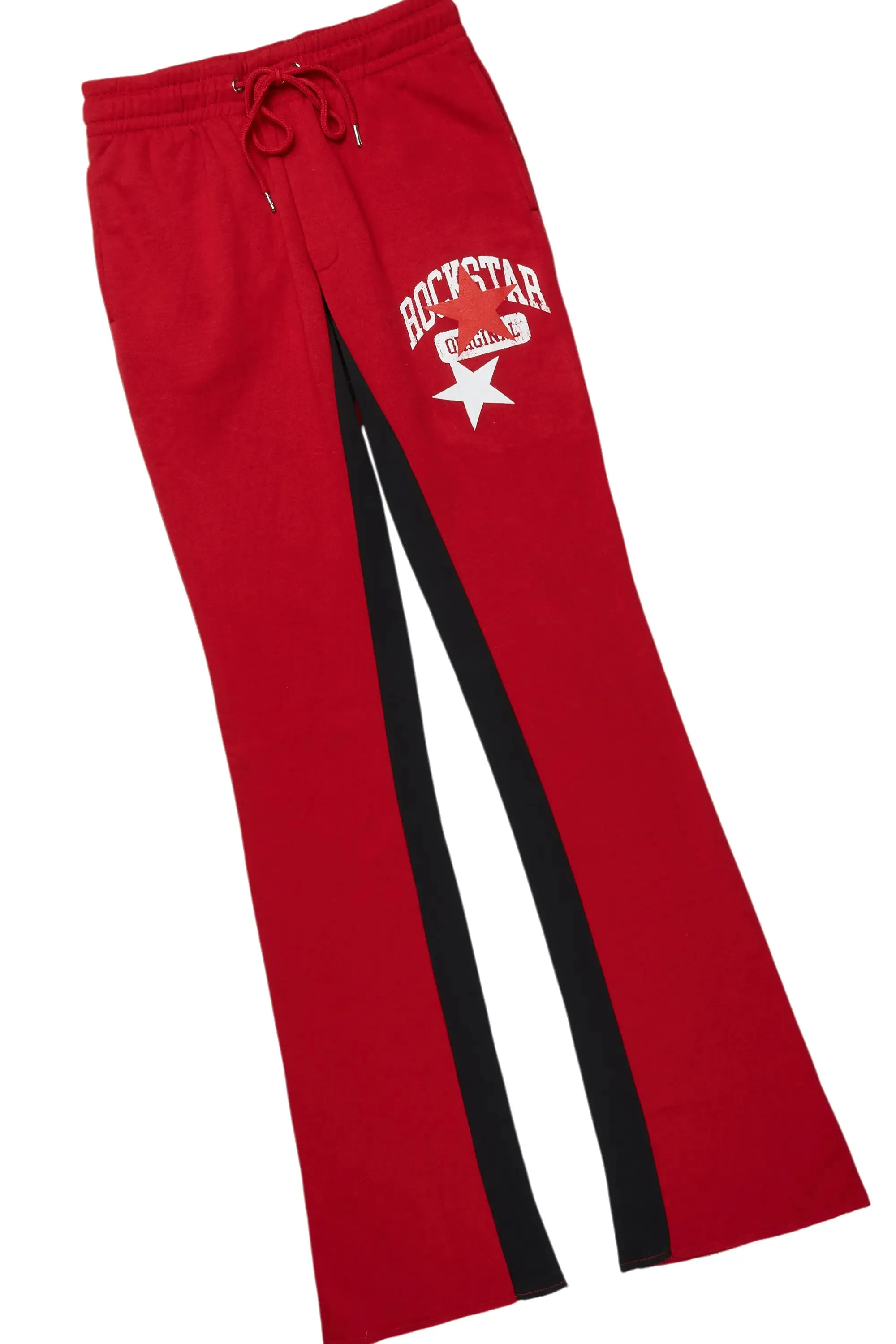 Mallor White/Burgundy T-Shirt/Stacked Baggy Track Pant Set sold by Rockstar Original product image thumbnail 3